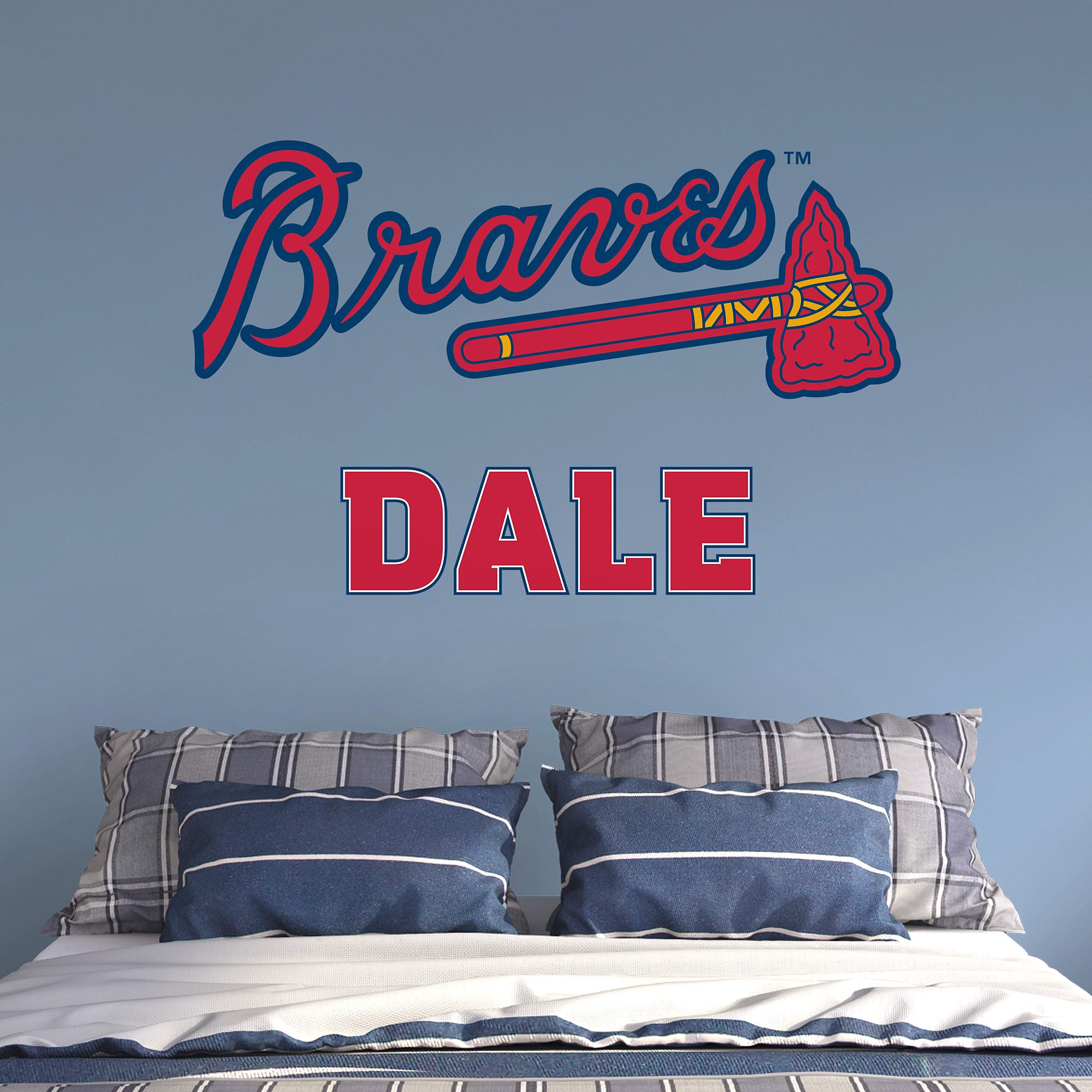 Atlanta Braves: Stacked Personalized Name - Officially Licensed MLB Transfer Decal in Red (52"W x 39.5"H) by Fathead | Vinyl