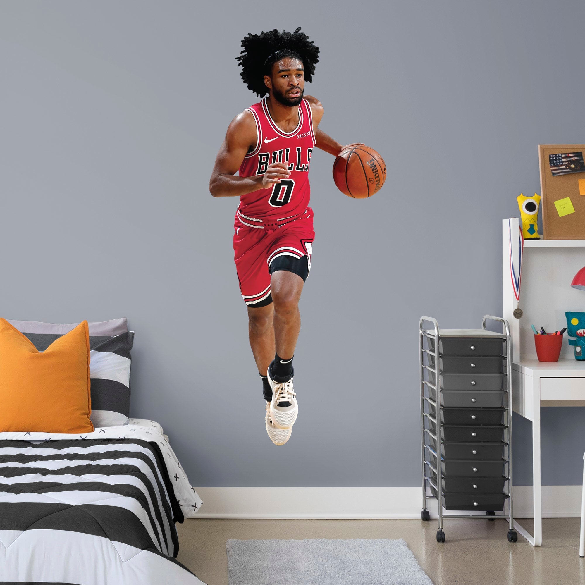 Coby White for Chicago Bulls - Officially Licensed NBA Removable Wall Decal Life-Size Athlete + 2 Decals (33"W x 78"H) by Fathea
