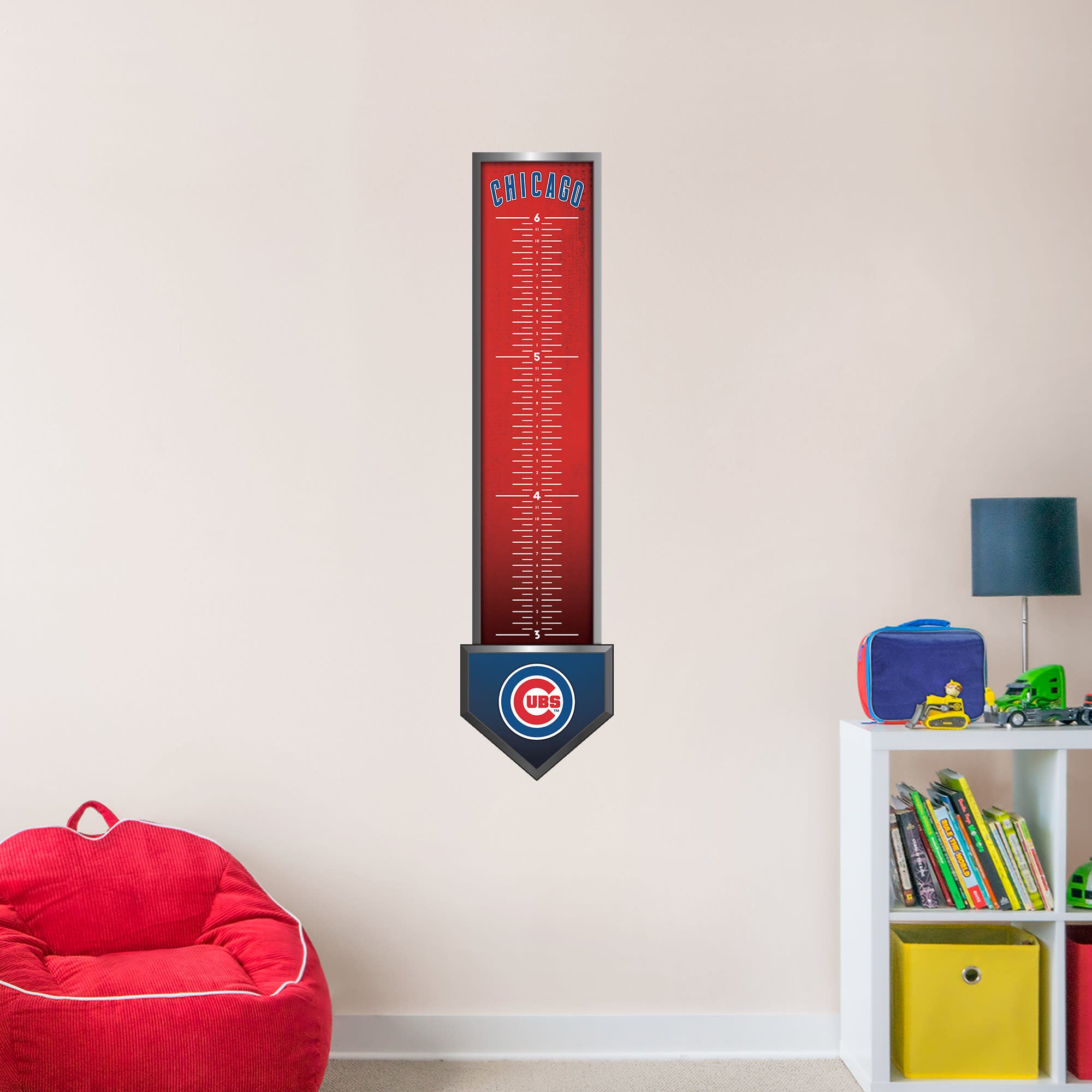 Chicago Cubs: Growth Chart - Officially Licensed MLB Removable Wall Graphic 13.0"W x 54.0"H by Fathead | Vinyl