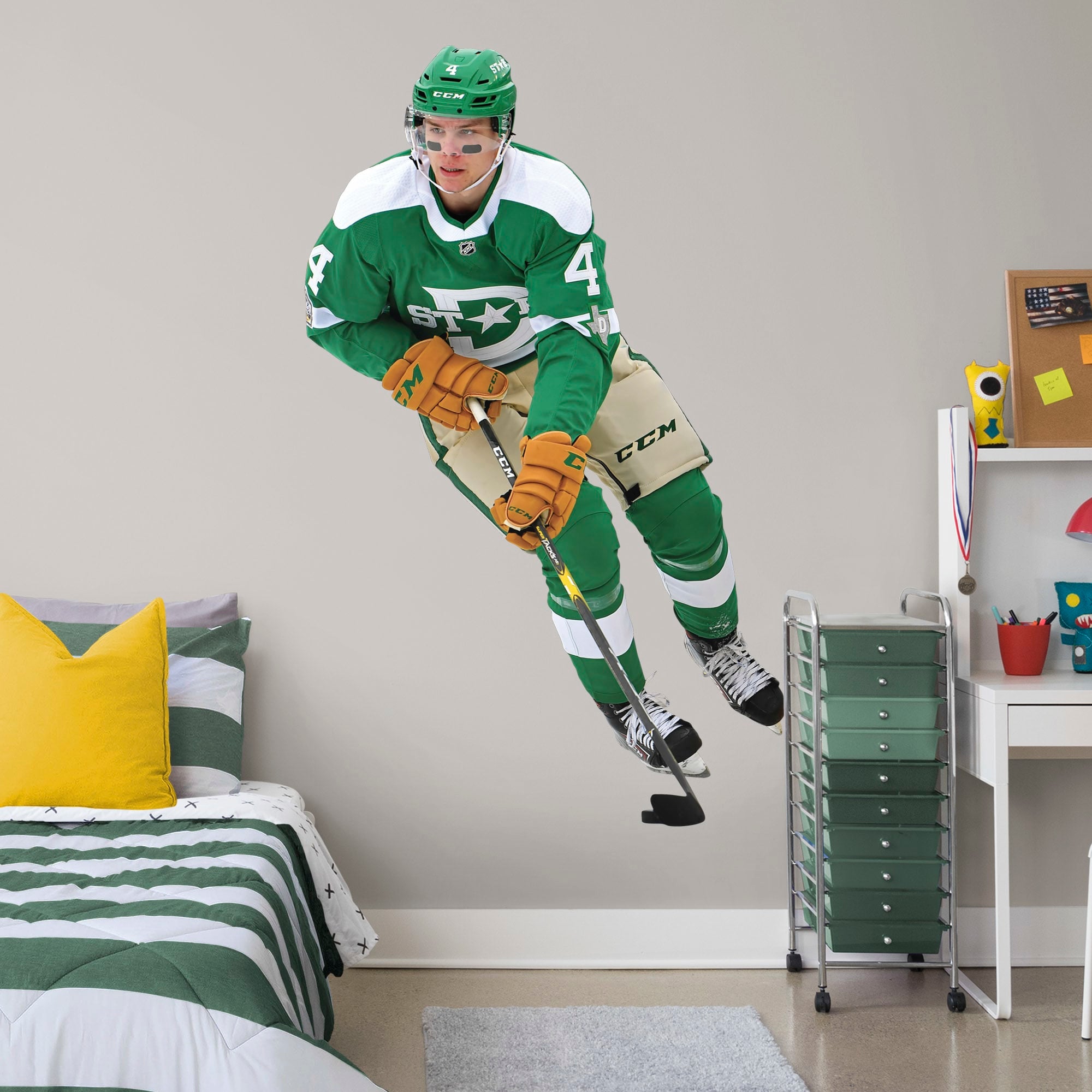 Miro Heiskanen for Dallas Stars - Officially Licensed NHL Removable Wall Decal Life-Size Athlete + 2 Decals (48"W x 78"H) by Fat