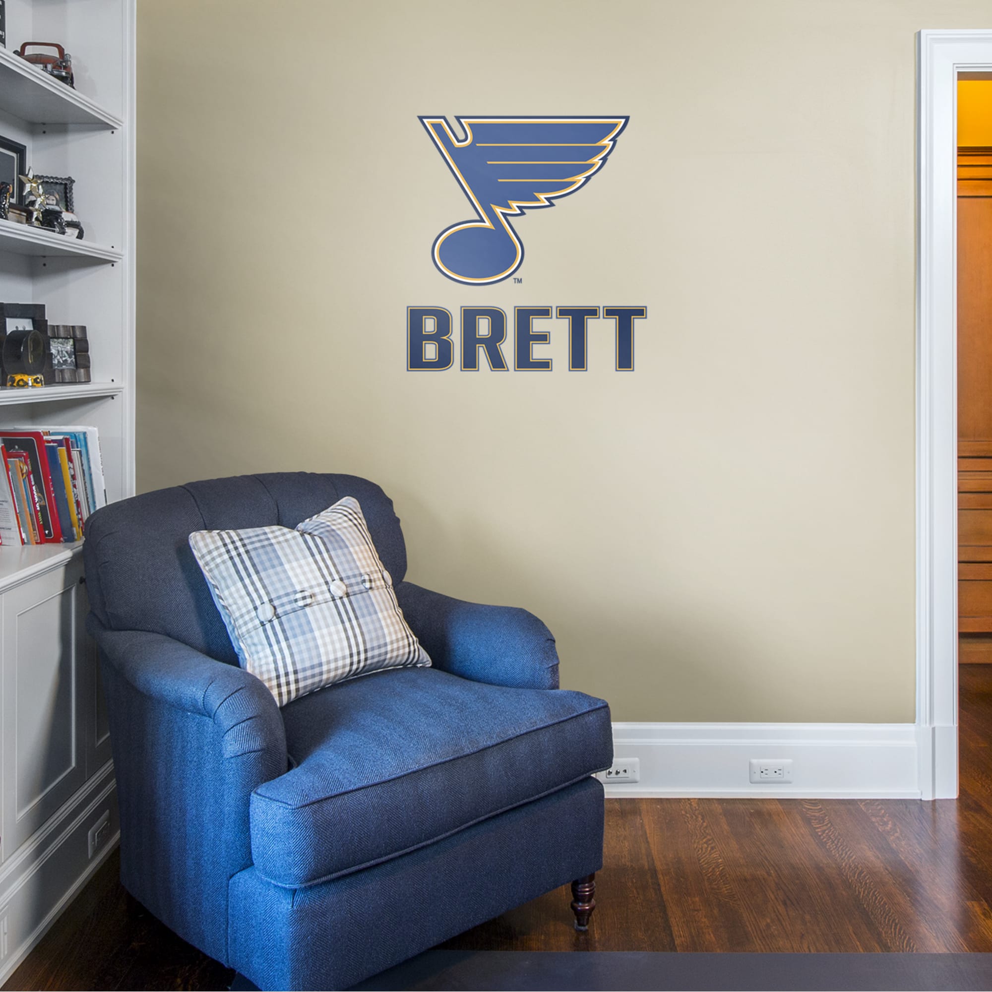 St. Louis Blues: Stacked Personalized Name - Officially Licensed NHL Transfer Decal in Navy (39.5"W x 52"H) by Fathead | Vinyl