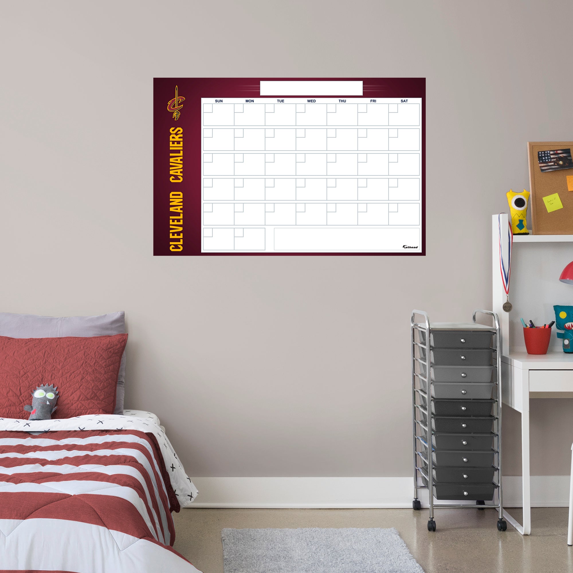 Cleveland Cavaliers Dry Erase Calendar - Officially Licensed NBA Removable Wall Decal Giant Decal (34"W x 52"H) by Fathead | Vin