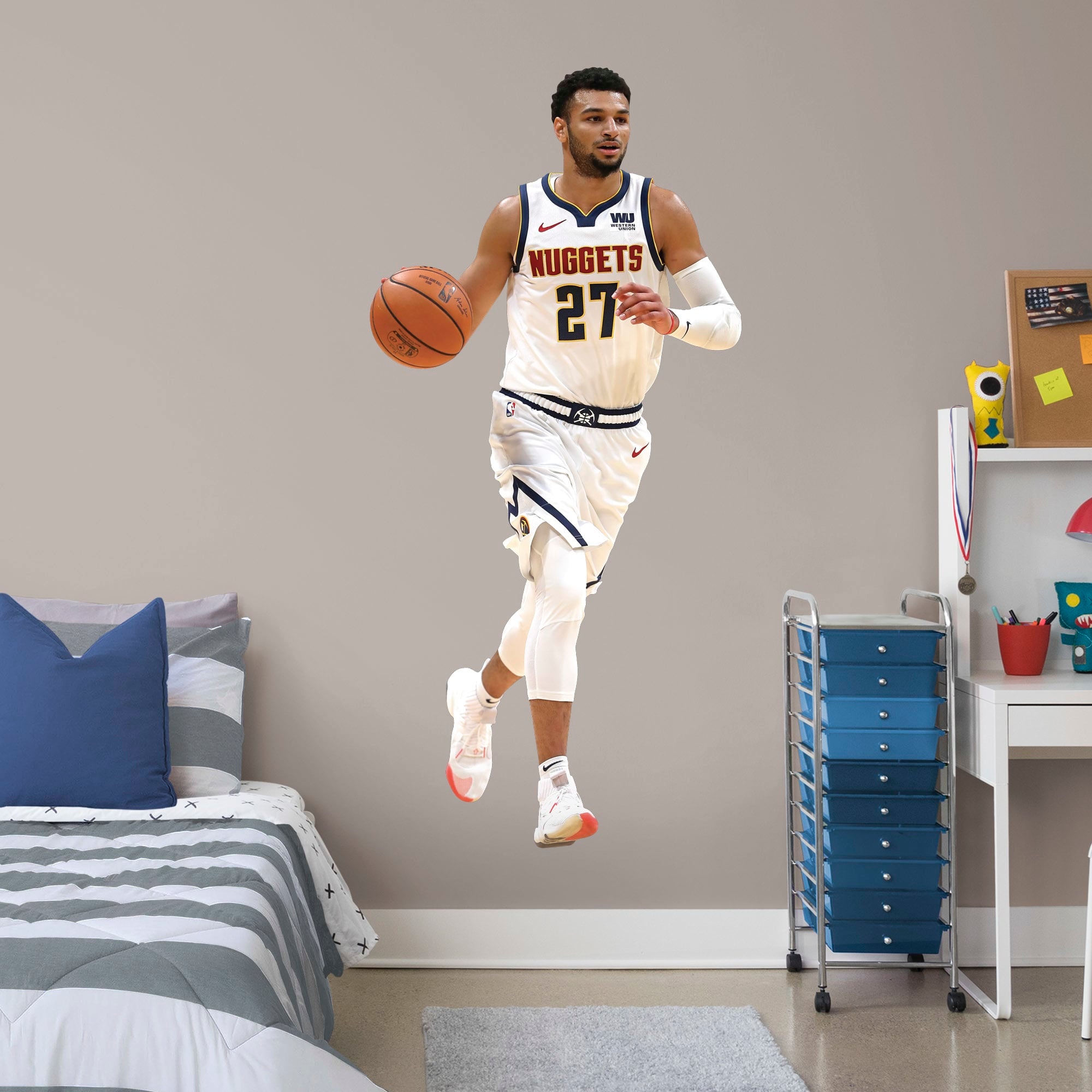 Jamal Murray for Denver Nuggets - Officially Licensed NBA Removable Wall Decal Life-Size Athlete + 2 Decals (37"W x 78"H) by Fat