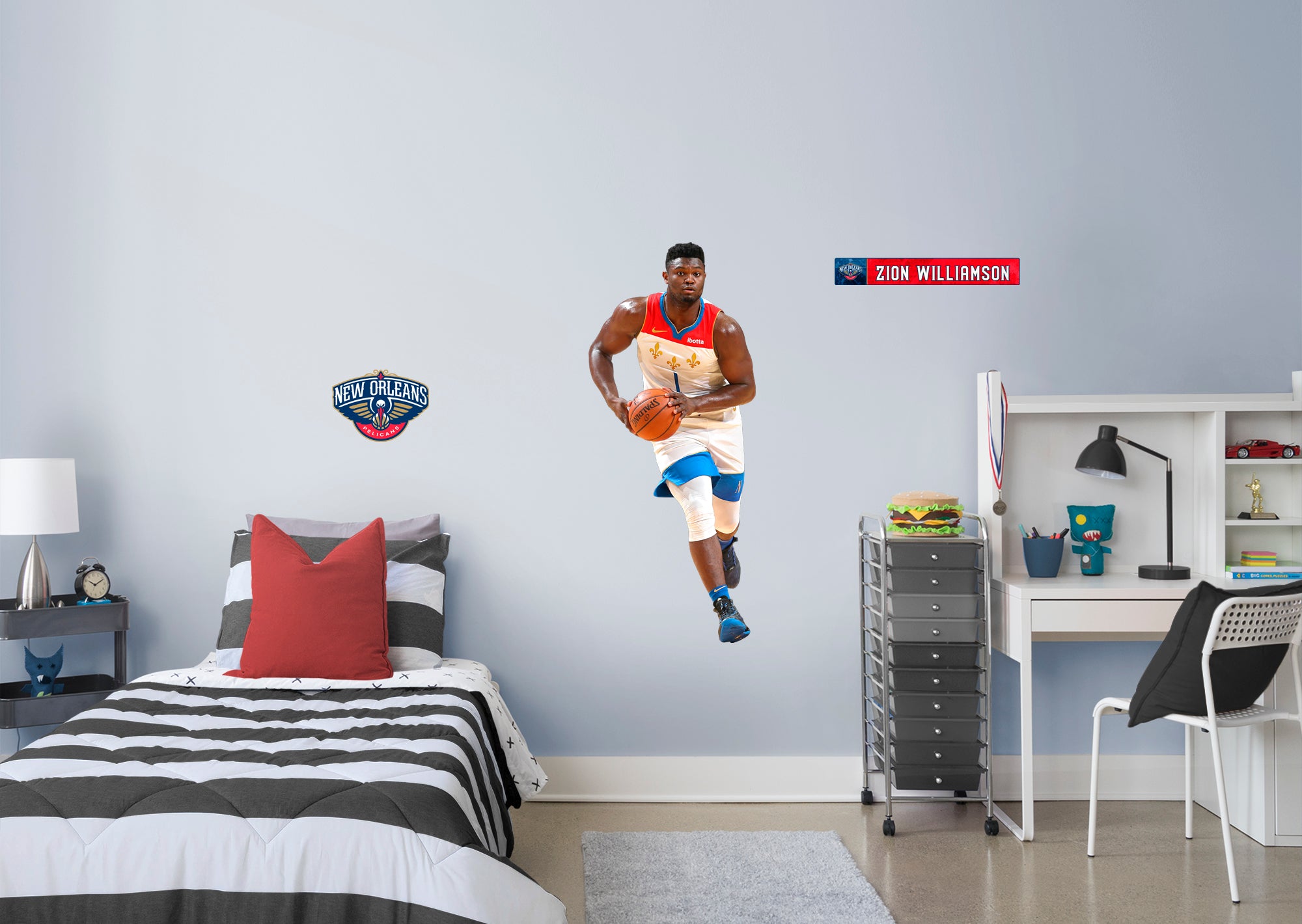 Zion Williamson 2021 City Jersey for New Orleans Pelicans - Officially Licensed NBA Removable Wall Decal Giant Athlete + 2 Decal