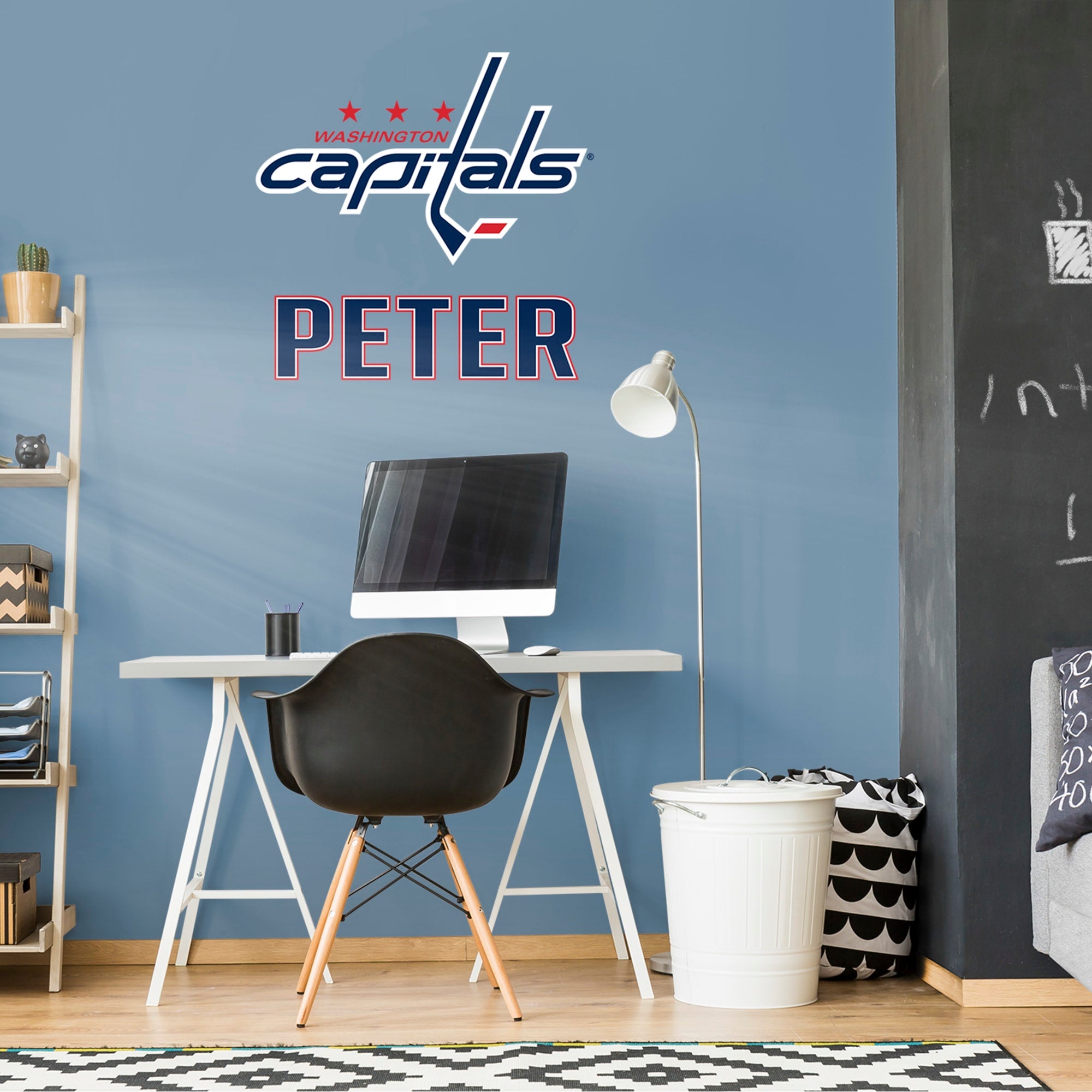 Washington Capitals: Stacked Personalized Name - Officially Licensed NHL Transfer Decal in Navy/Navy (39.5"W x 52"H) by Fathead
