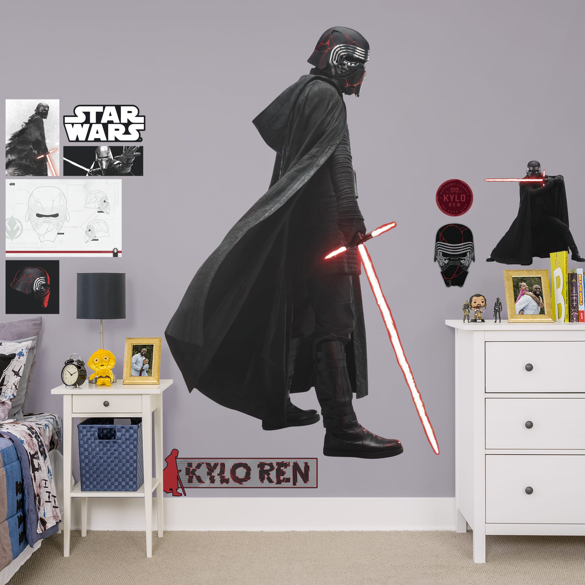 Kylo Ren - Star Wars: The Rise of Skywalker - Officially Licensed Removable Wall Decal Life-Size Character + 10 Decals (50"W x 7