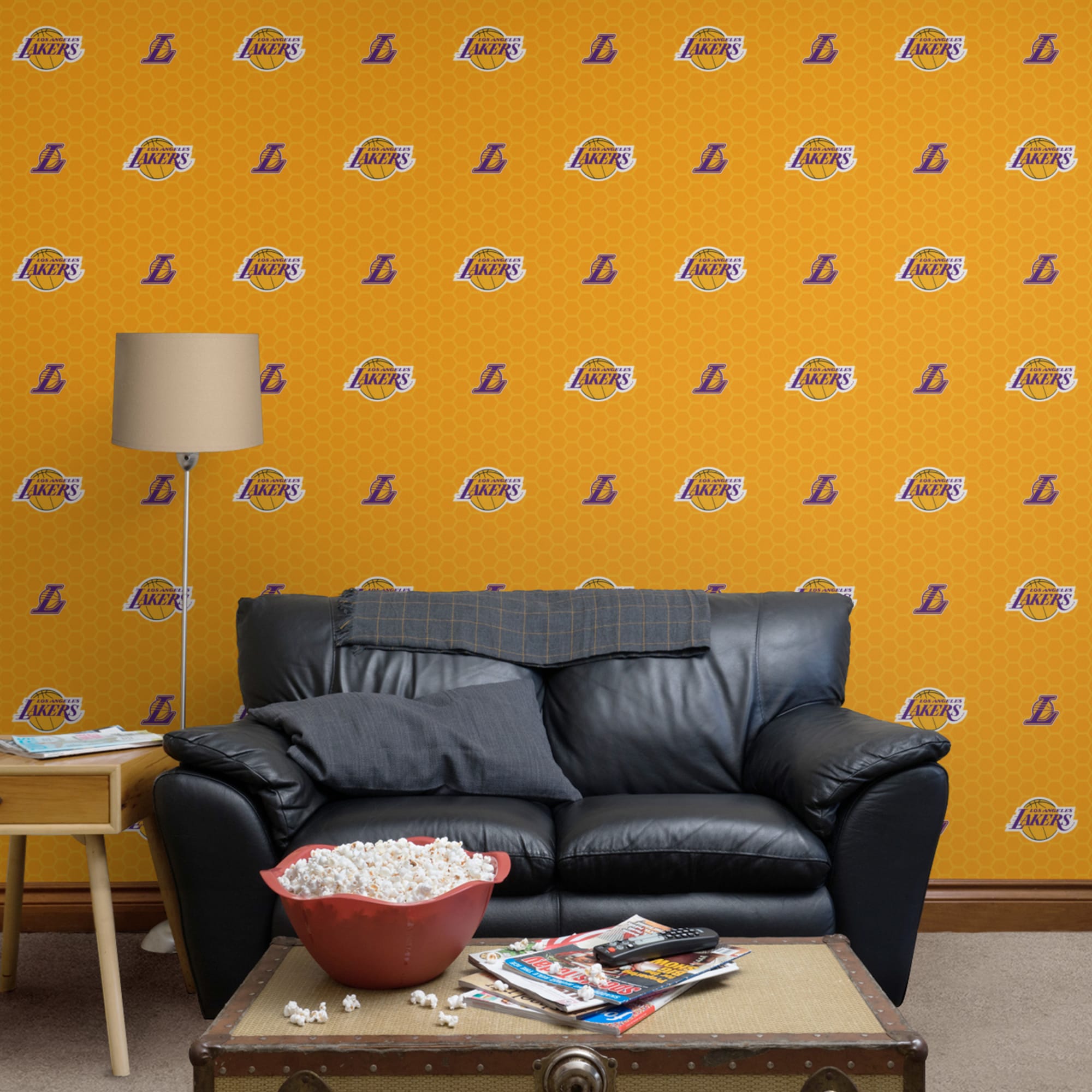 Los Angeles Lakers: Logo Pattern - Officially Licensed Removable Wallpaper 12" x 12" Sample by Fathead