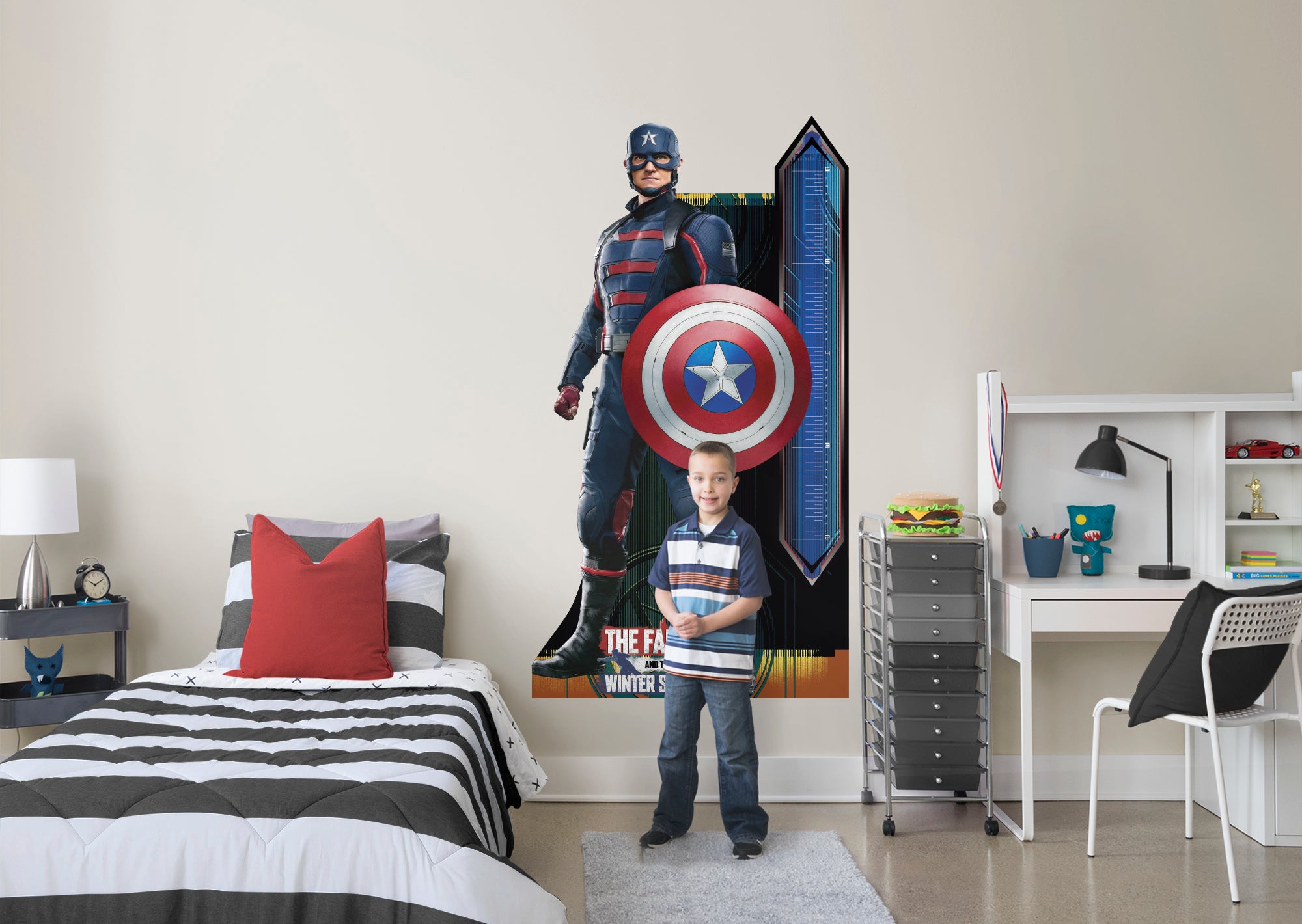 The Falcon & The Winter Soldier Growth Chart JOHN F WALKER - Officially Licensed Marvel Removable Wall Decal Growth Chart (75"W