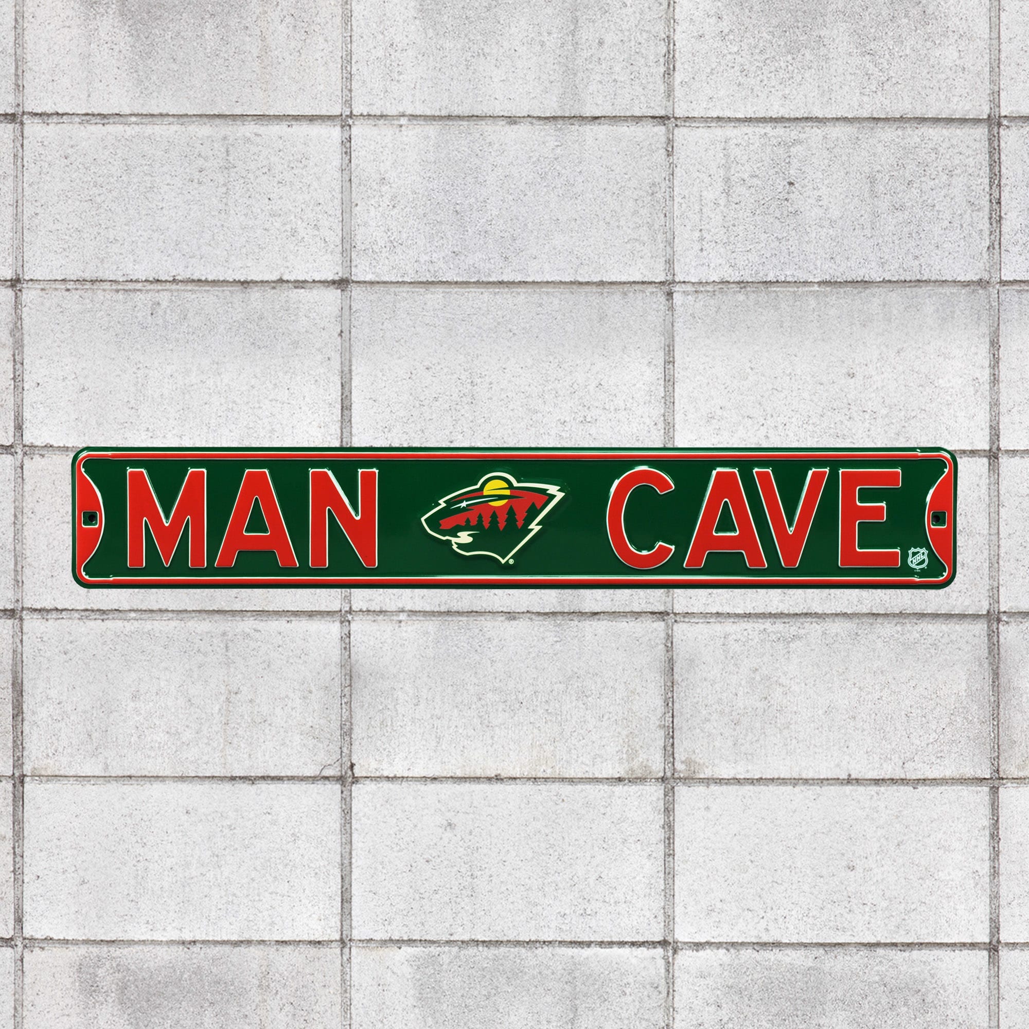 Minnesota Wild: Man Cave - Officially Licensed NHL Metal Street Sign 36.0"W x 6.0"H by Fathead | 100% Steel