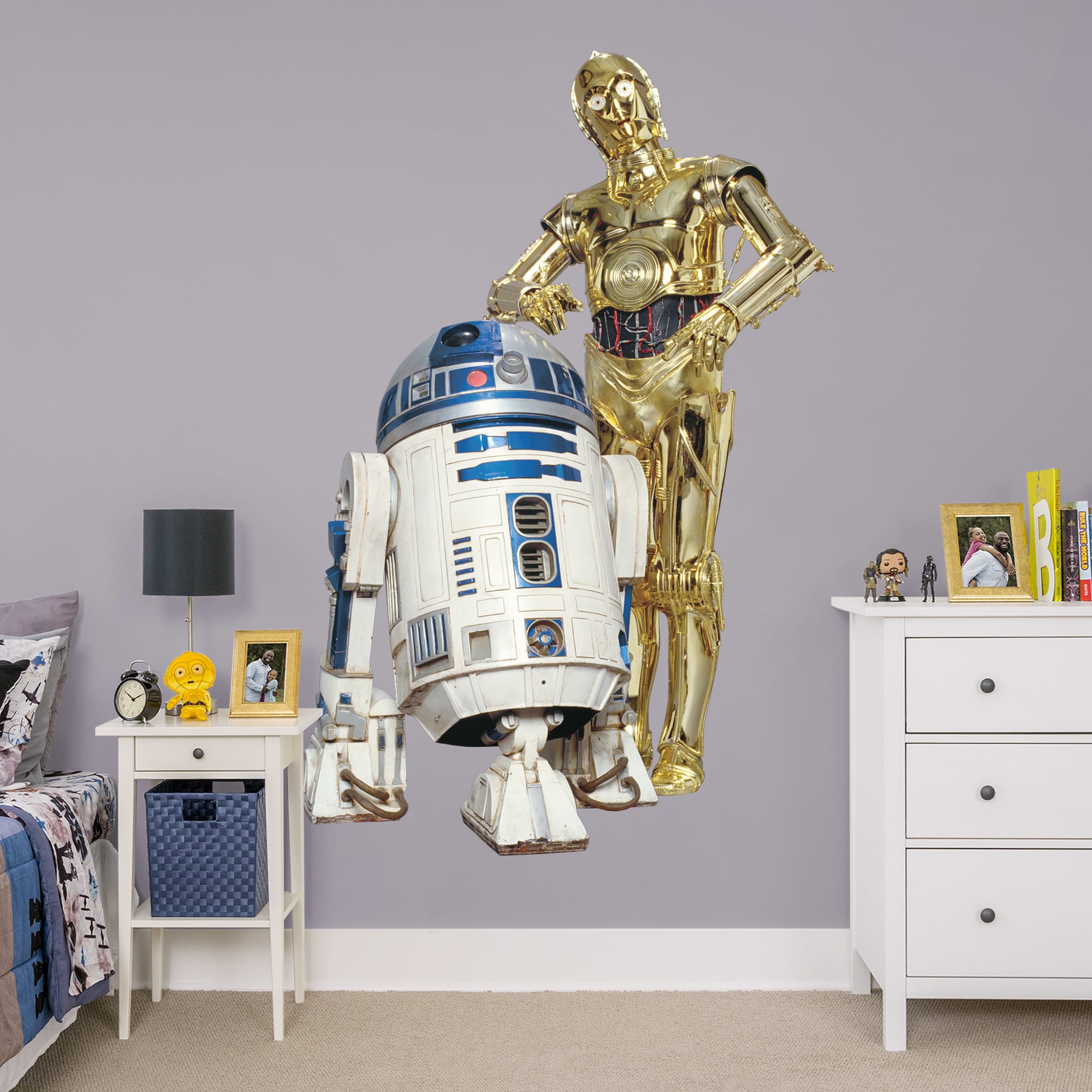 C-3PO & R2-D2 - Officially Licensed Removable Wall Decal Life-Size Character + 2 Decals (50"W x 75"H) by Fathead | Vinyl