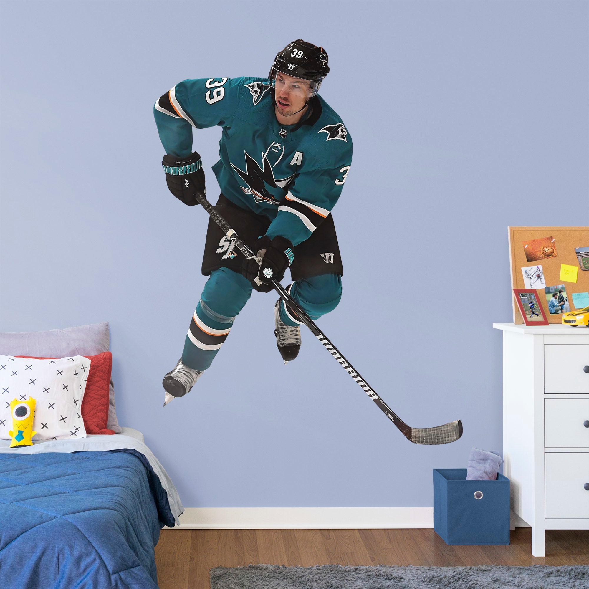 Logan Couture for San Jose Sharks - Officially Licensed NHL Removable Wall Decal Life-Size Athlete + 2 Decals (62"W x 81"H) by F
