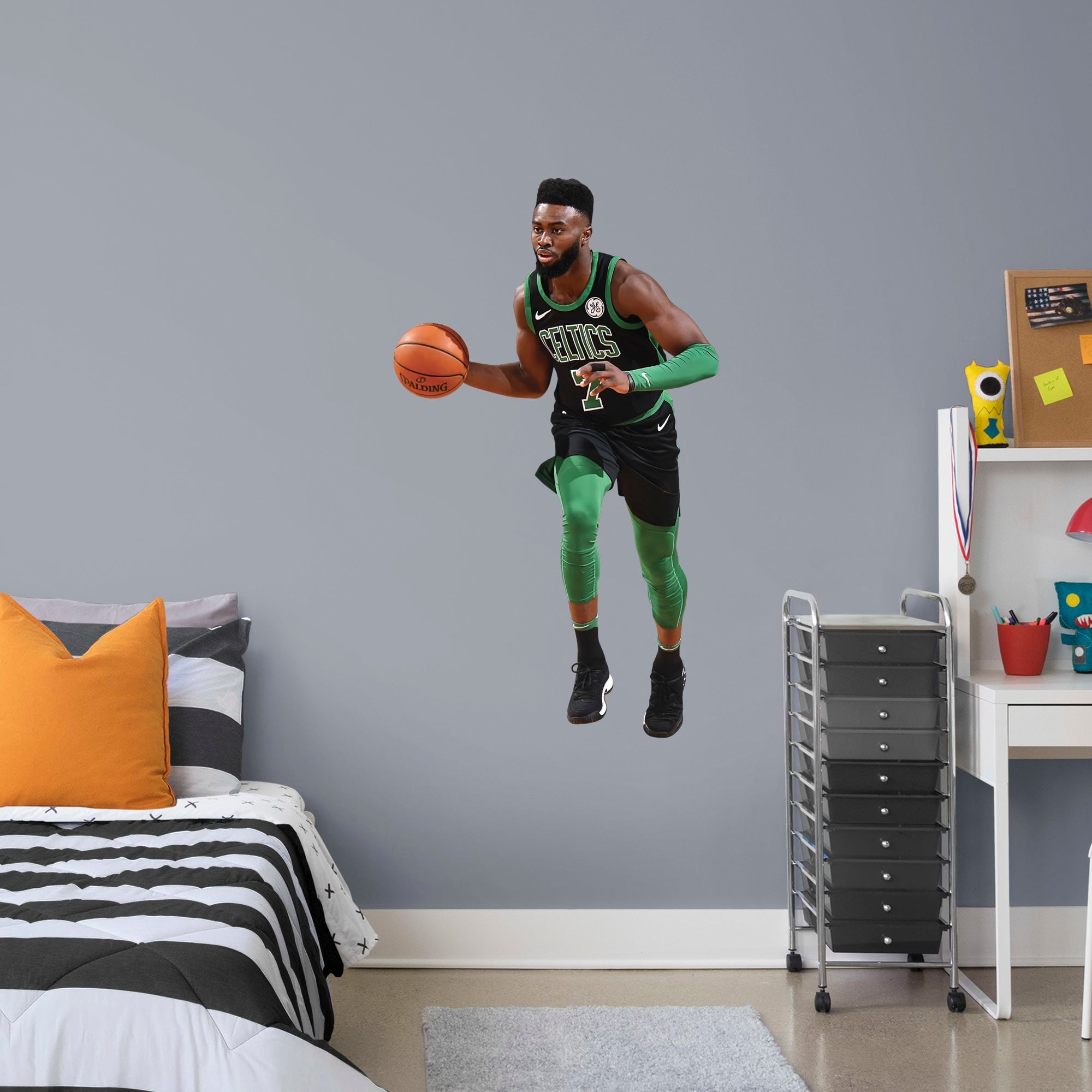 Jaylen Brown for Boston Celtics - Officially Licensed NBA Removable Wall Decal Giant Athlete + 2 Decals (30"W x 52"H) by Fathead