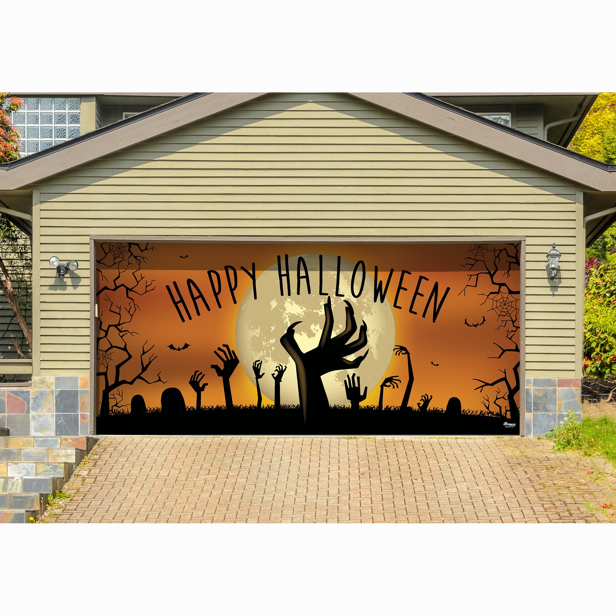Happy Halloween: Graveyard Zombie Hands - Garage Door Banner 16 x 8 Double by Fathead | Vinyl