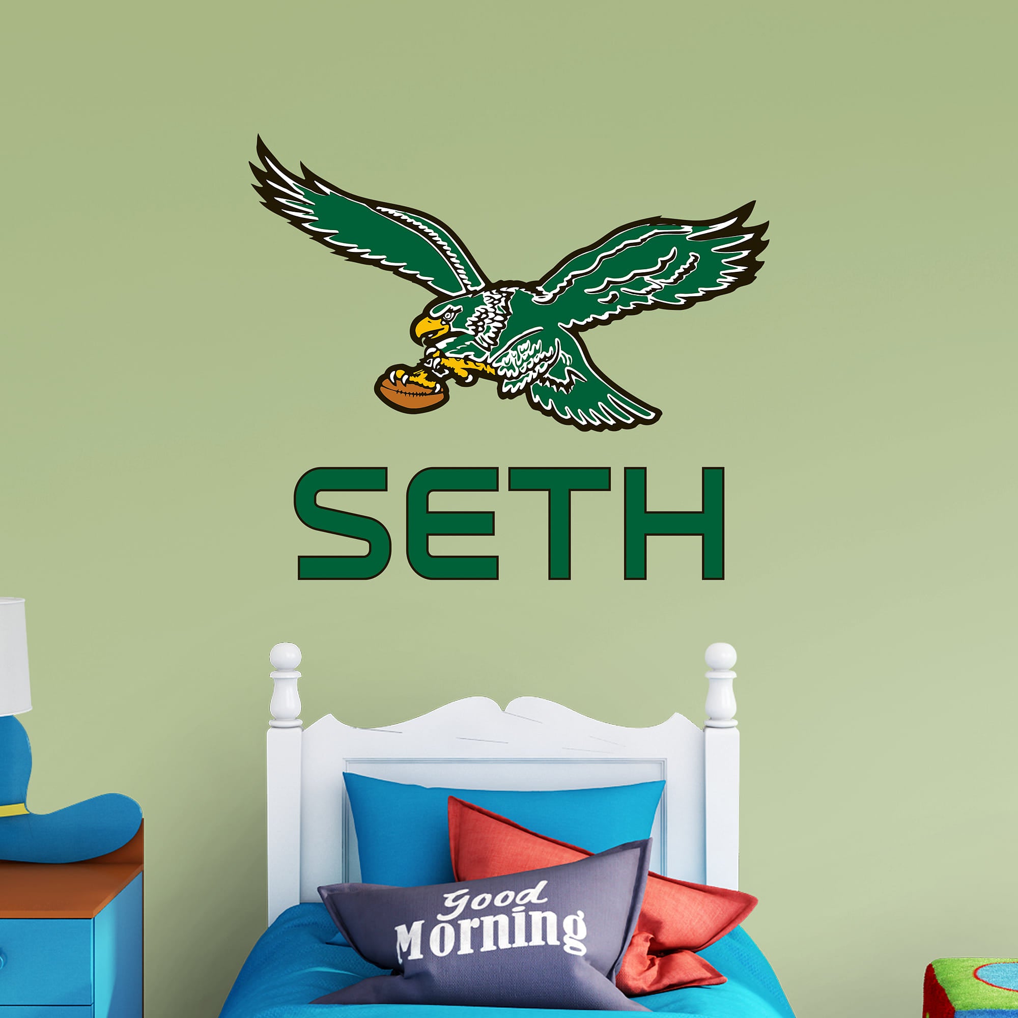 Philadelphia Eagles: Classic Stacked Personalized Name - Officially Licensed NFL Transfer Decal in Green (52"W x 39.5"H) by Fath