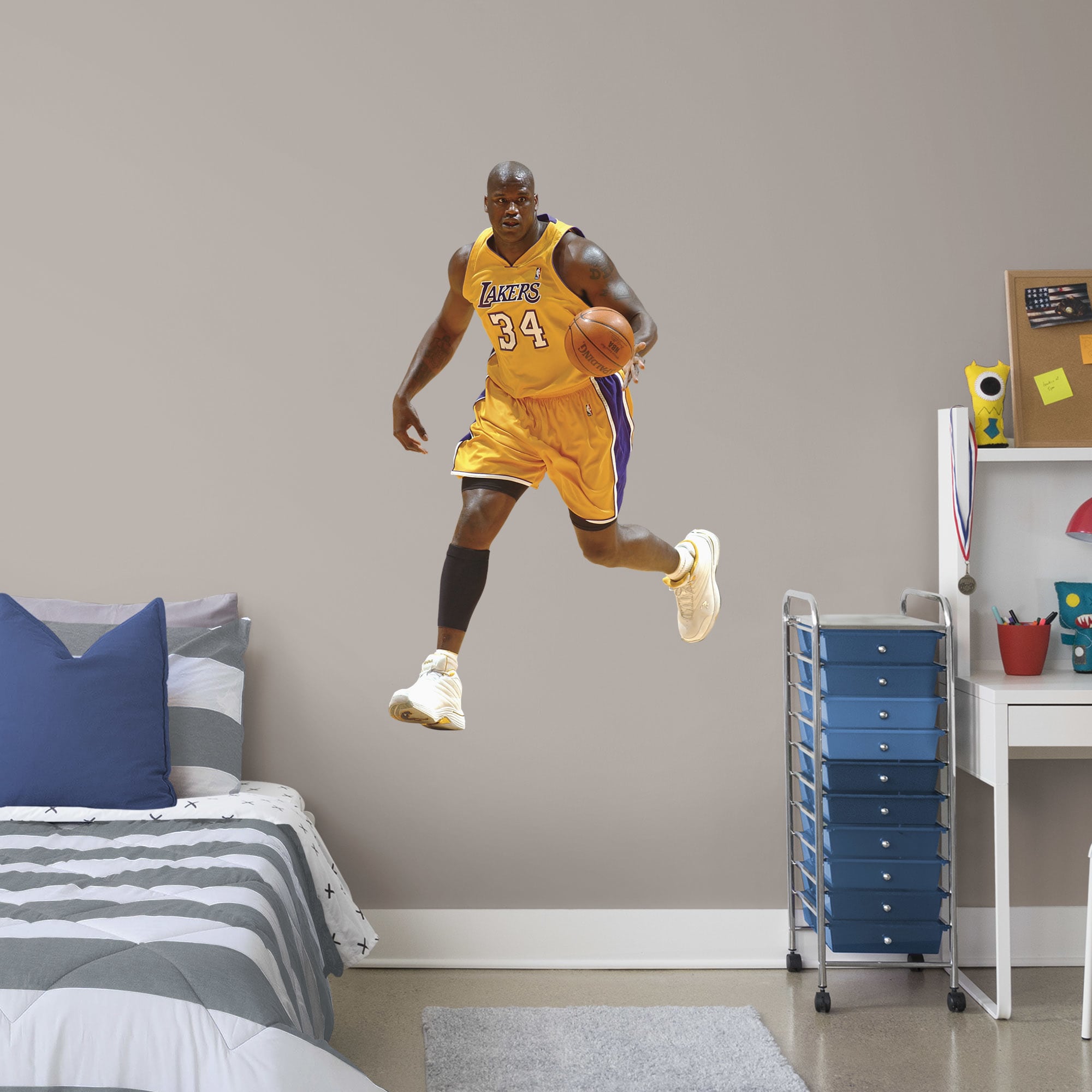 Shaquille ONeal for Los Angeles Lakers - Officially Licensed NBA Removable Wall Decal Giant Athlete + 2 Decals (30"W x 51"H) by