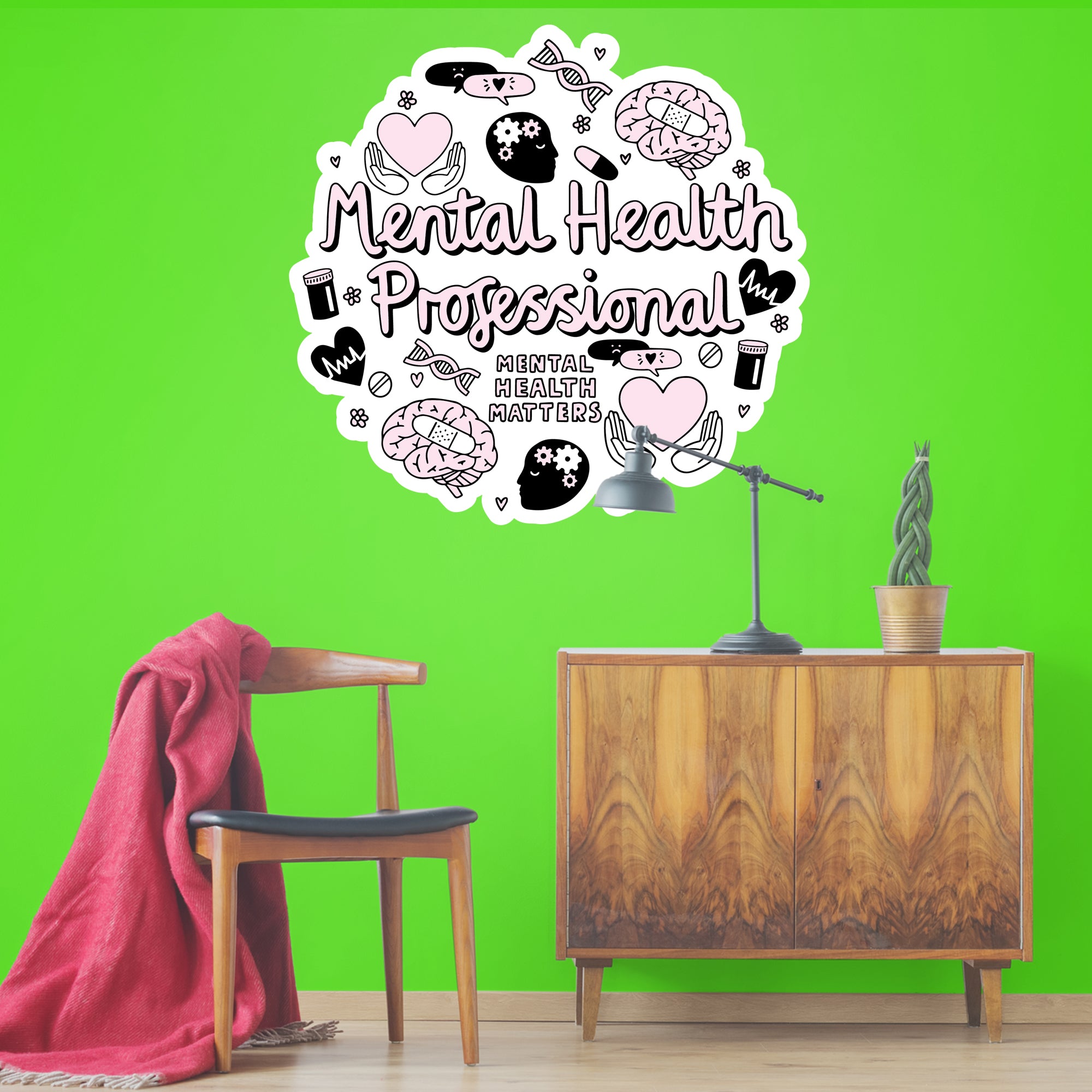 Mental Health Professional - Officially Licensed Big Moods Removable Wall Decal Giant Decal (38"W x 39"H) by Fathead | Vinyl