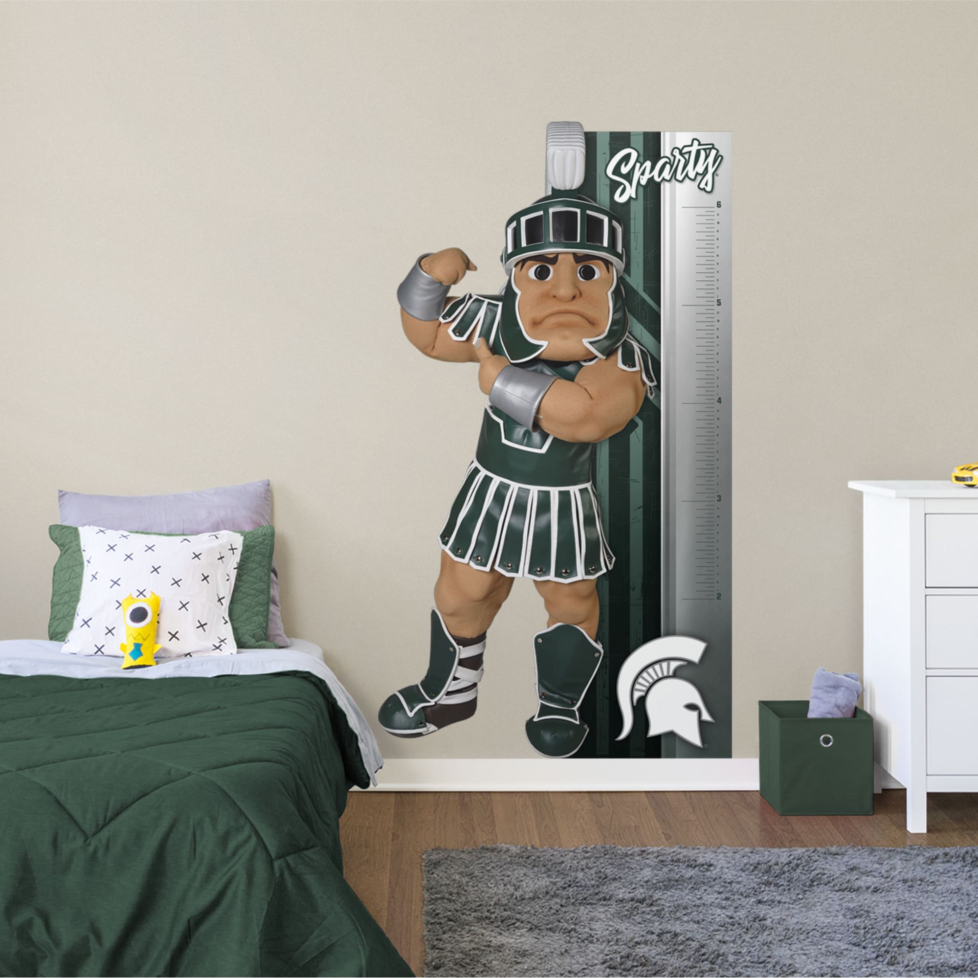 Michigan State Spartans: Sparty Mascot Growth Chart - Officially Licensed Removable Wall Decal 44.0"W x 78.0"H by Fathead | Viny