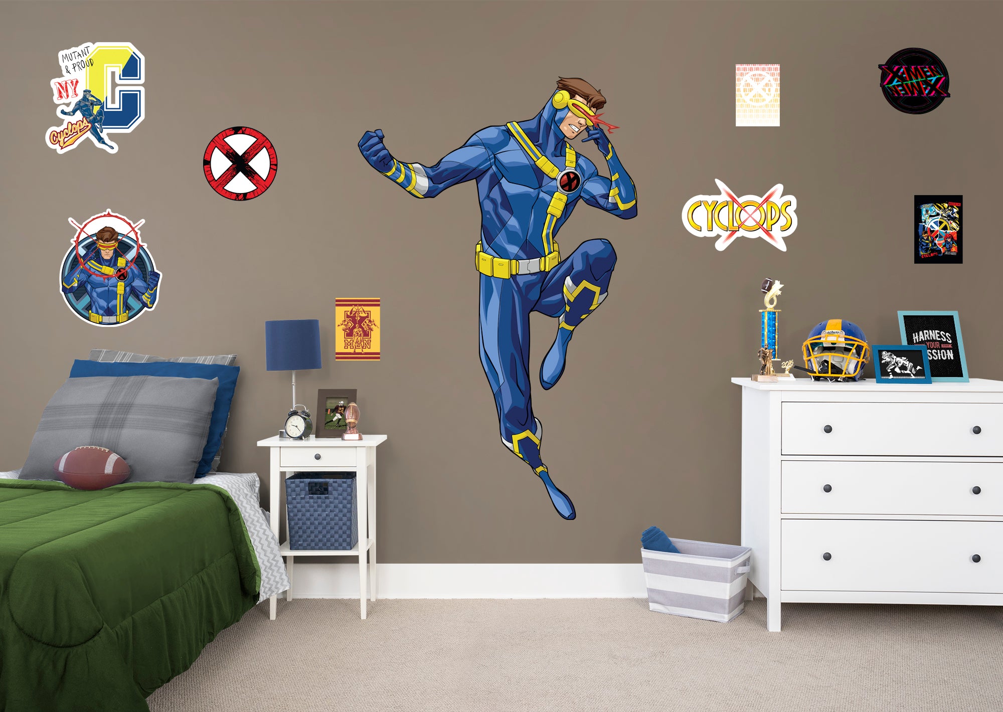 X-Men Cyclops RealBig - Officially Licensed Marvel Removable Wall Decal Life-Size Character + 8 Decals (49"W x 77"H) by Fathead