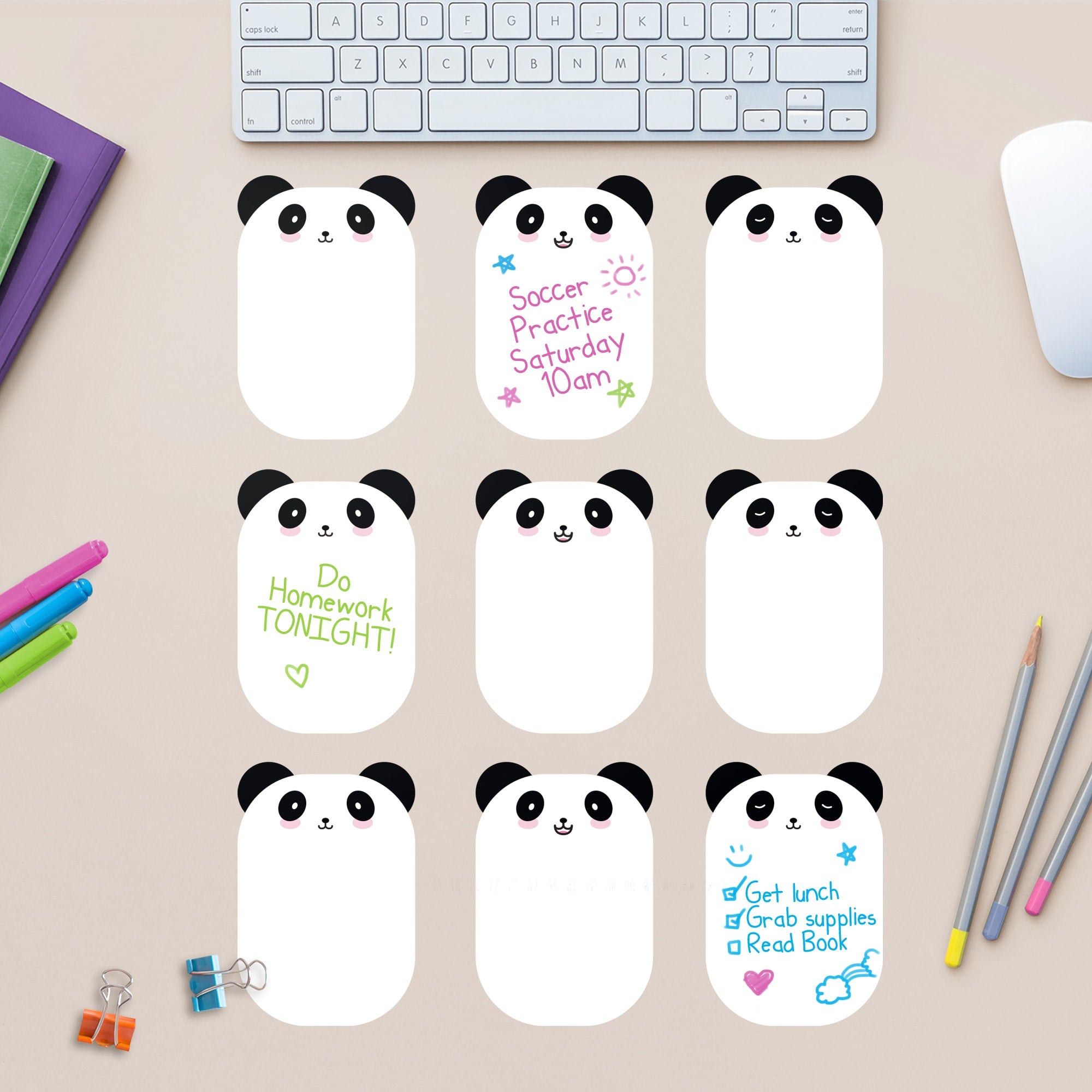 Sticky Notes: Happy Pandas - Removable Dry Erase Vinyl Decals 3.0"W x 4.5"H by Fathead