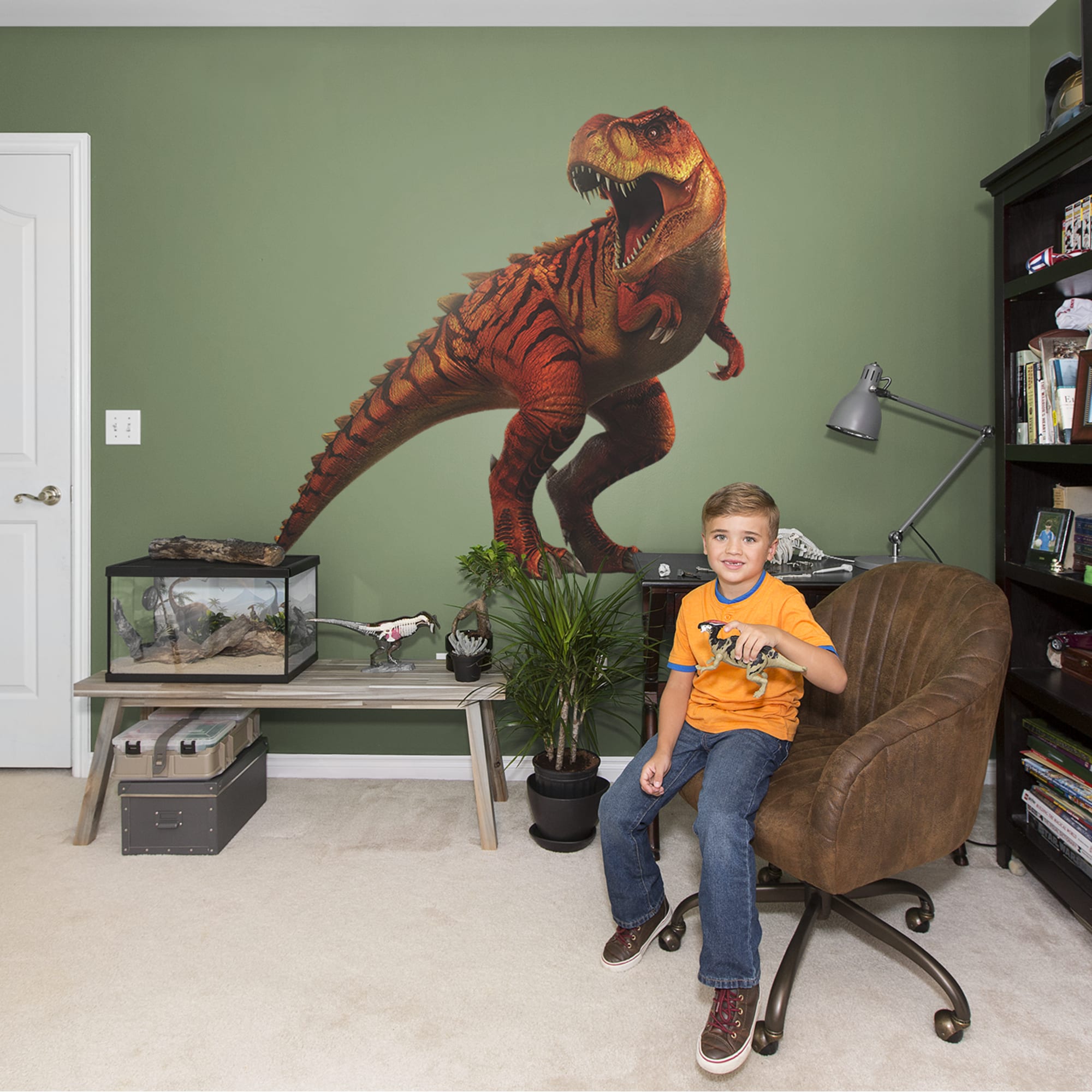 Tyrannosaurus Rex Hybrid: Jurassic World - Officially Licensed Removable Wall Decal 64.0"W x 64.0"H by Fathead | Vinyl