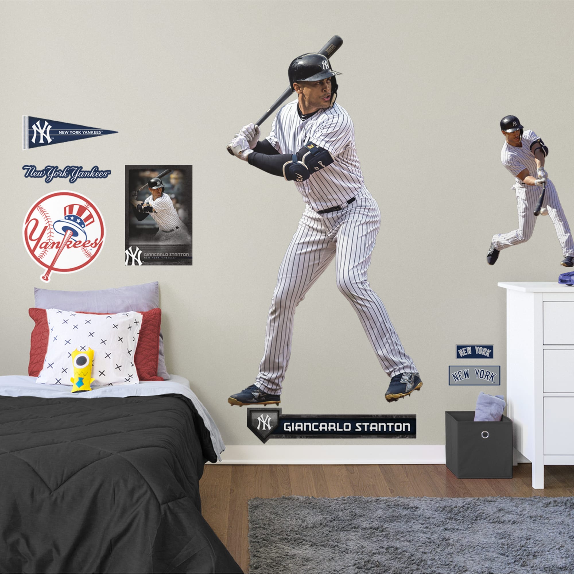 Giancarlo Stanton for New York Yankees - Officially Licensed MLB Removable Wall Decal Life-Size Athlete + 11 Decals (41"W x 78"H