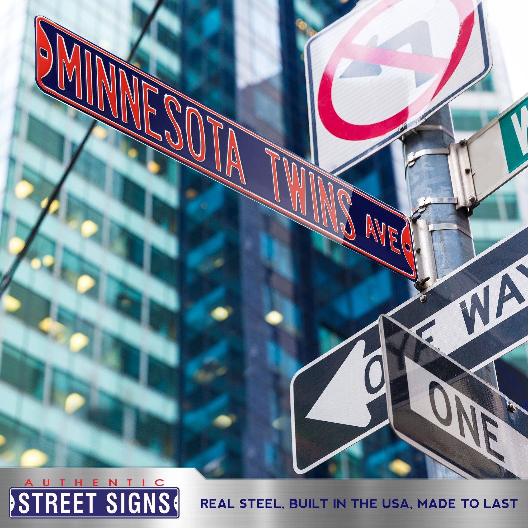 Minnesota Twins Steel Street Sign-MINNESOTA TWINS AVE 36" W x 6" H by Fathead
