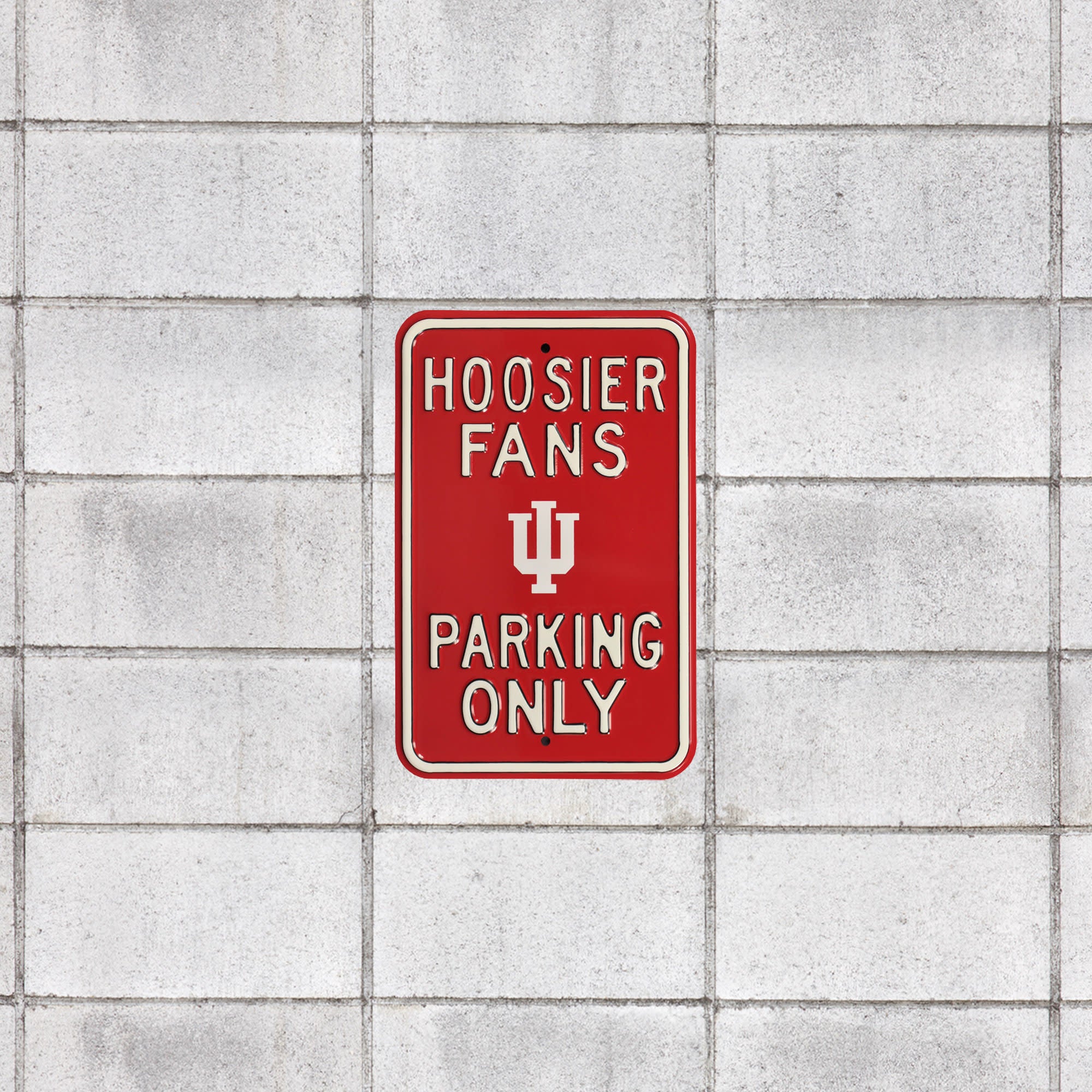 Indiana Hoosiers: Hoosier Fans Parking - Officially Licensed Metal Street Sign 18.0"W x 12.0"H by Fathead | 100% Steel