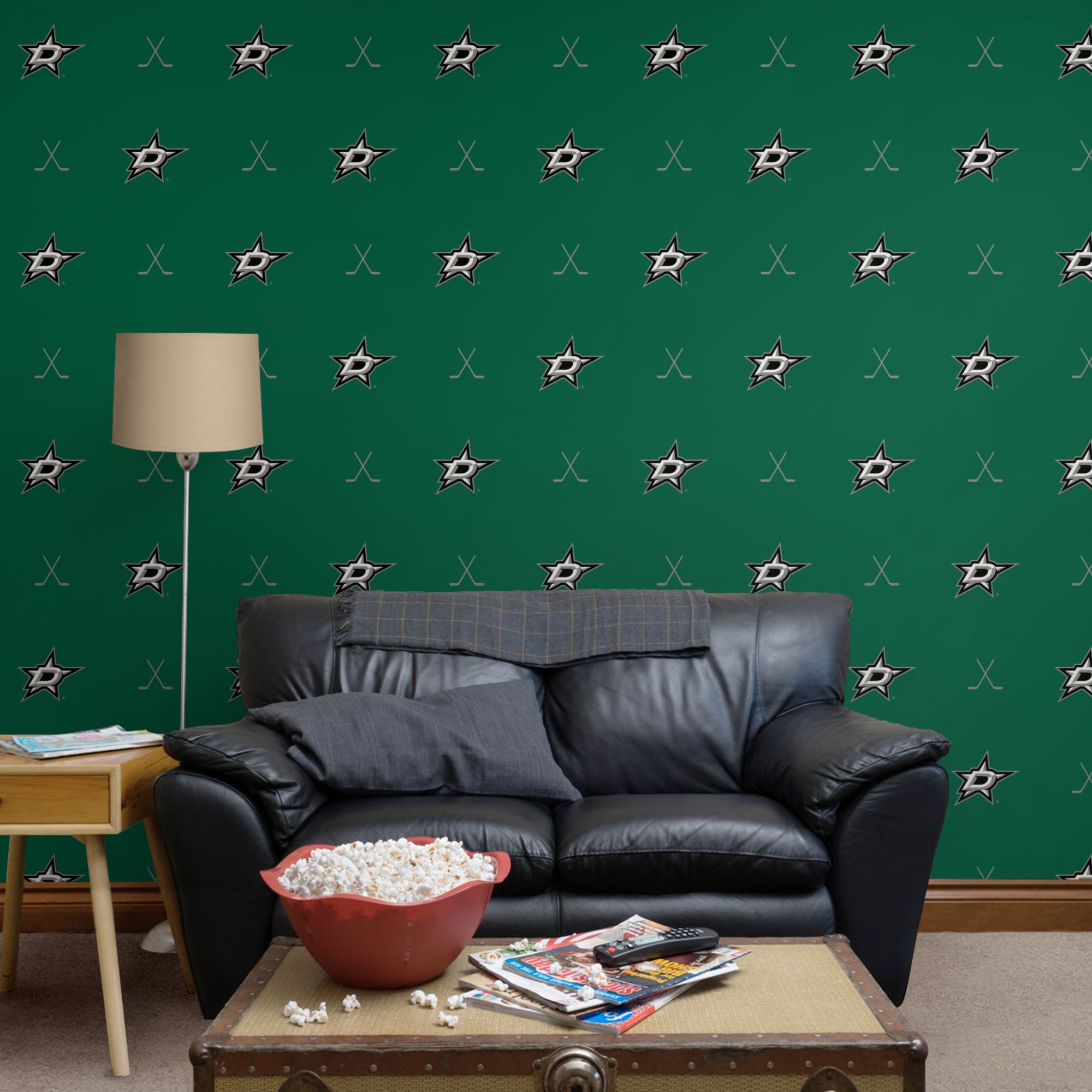 Dallas Stars: Sticks Pattern - Officially Licensed NHL Removable Wallpaper 12" x 12" Sample by Fathead