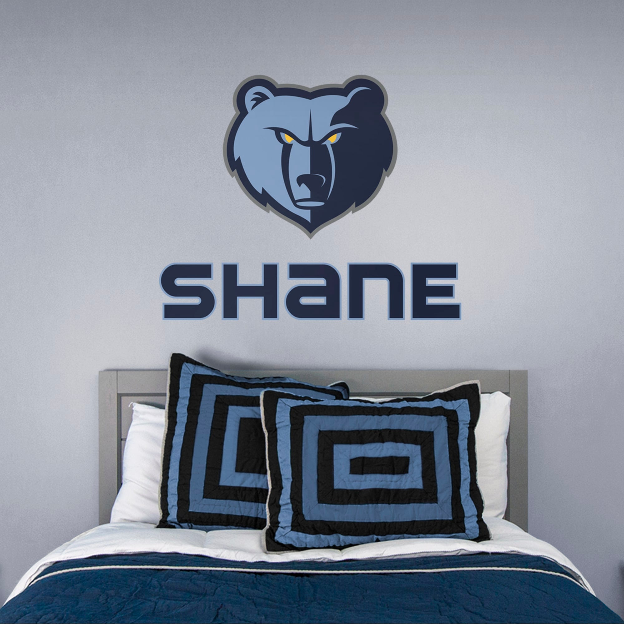 Memphis Grizzlies: Stacked Personalized Name - Officially Licensed NBA Transfer Decal in Navy (52"W x 39.5"H) by Fathead | Vinyl