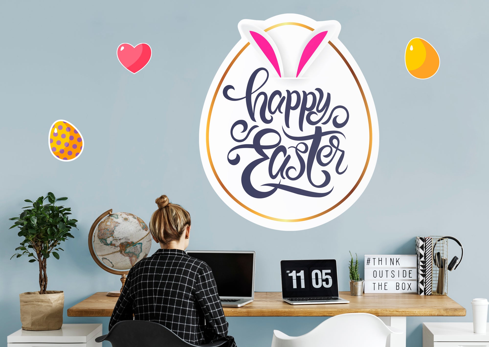 Easter Happy Easter - Removable Wall Decal Giant Icon + 3 Decals by Fathead | Vinyl
