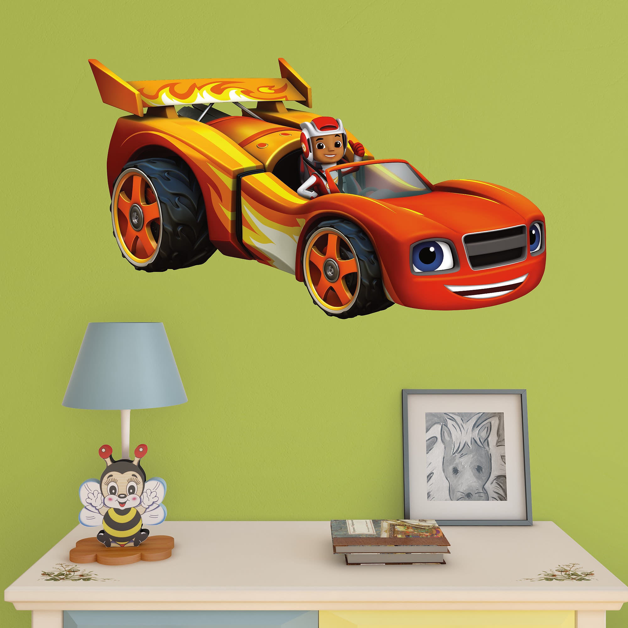 Blaze: Racecar - Officially Licensed Removable Wall Decal 22.0"W x 39.0"H by Fathead | Vinyl