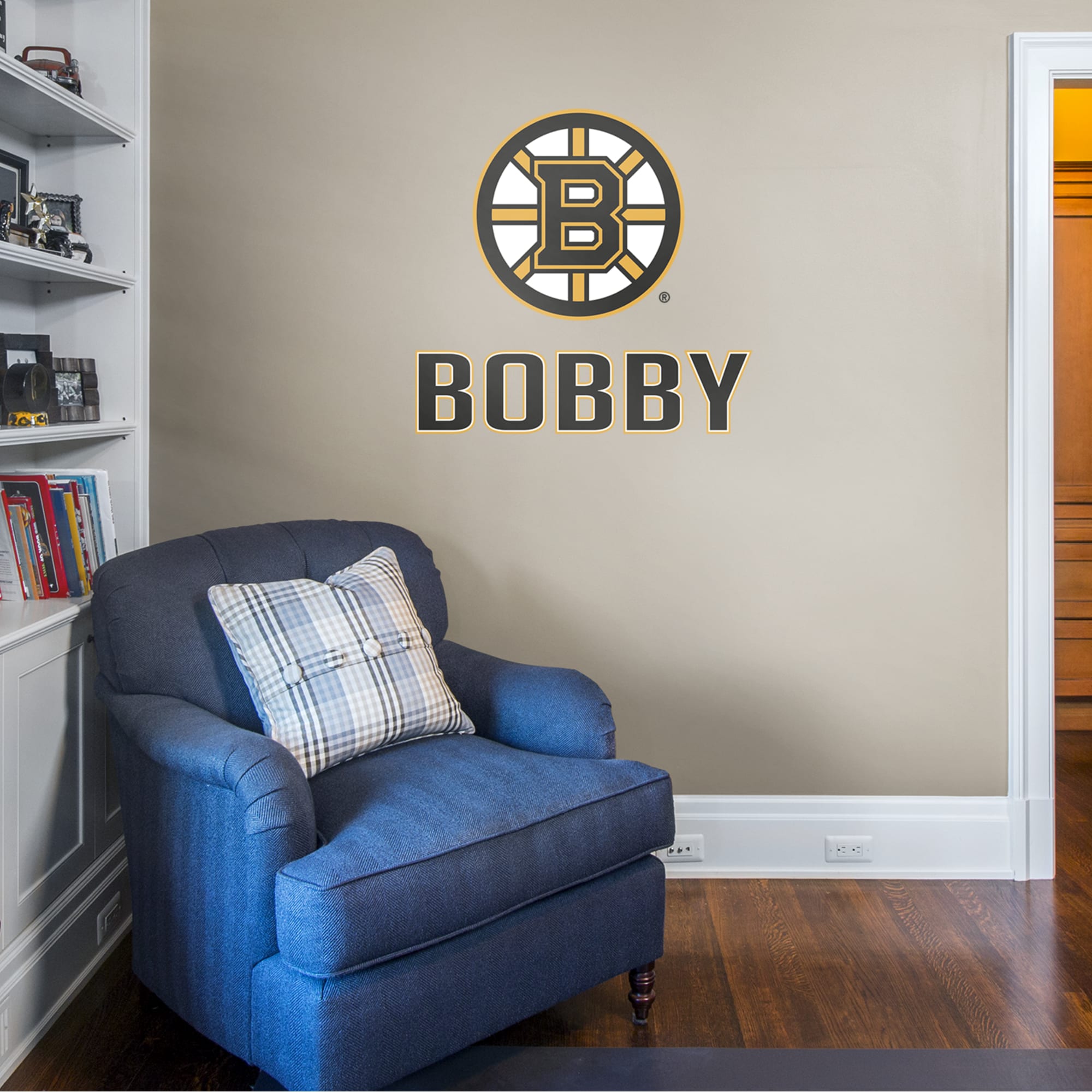 Boston Bruins: Stacked Personalized Name - Officially Licensed NHL Transfer Decal in Black (39.5"W x 52"H) by Fathead | Vinyl