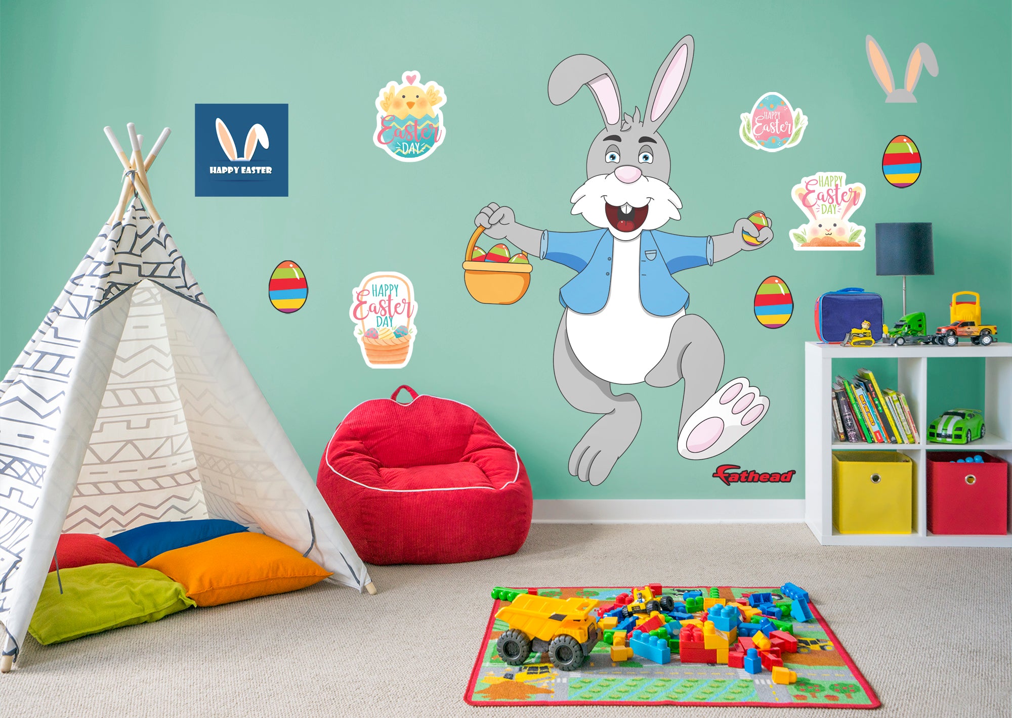 Easter Bunny - Removable Wall Decal Life-Size Character + 10 Decals by Fathead | Vinyl