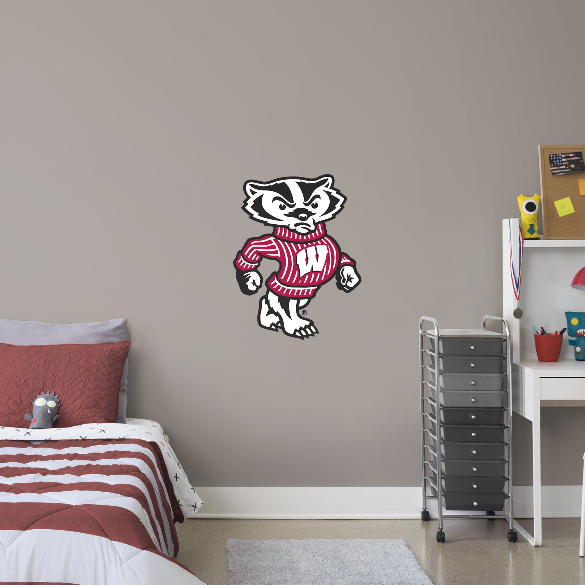 Wisconsin Badgers: Bucky Badger Illustrated Mascot - Officially Licensed Removable Wall Decal XL by Fathead | Vinyl