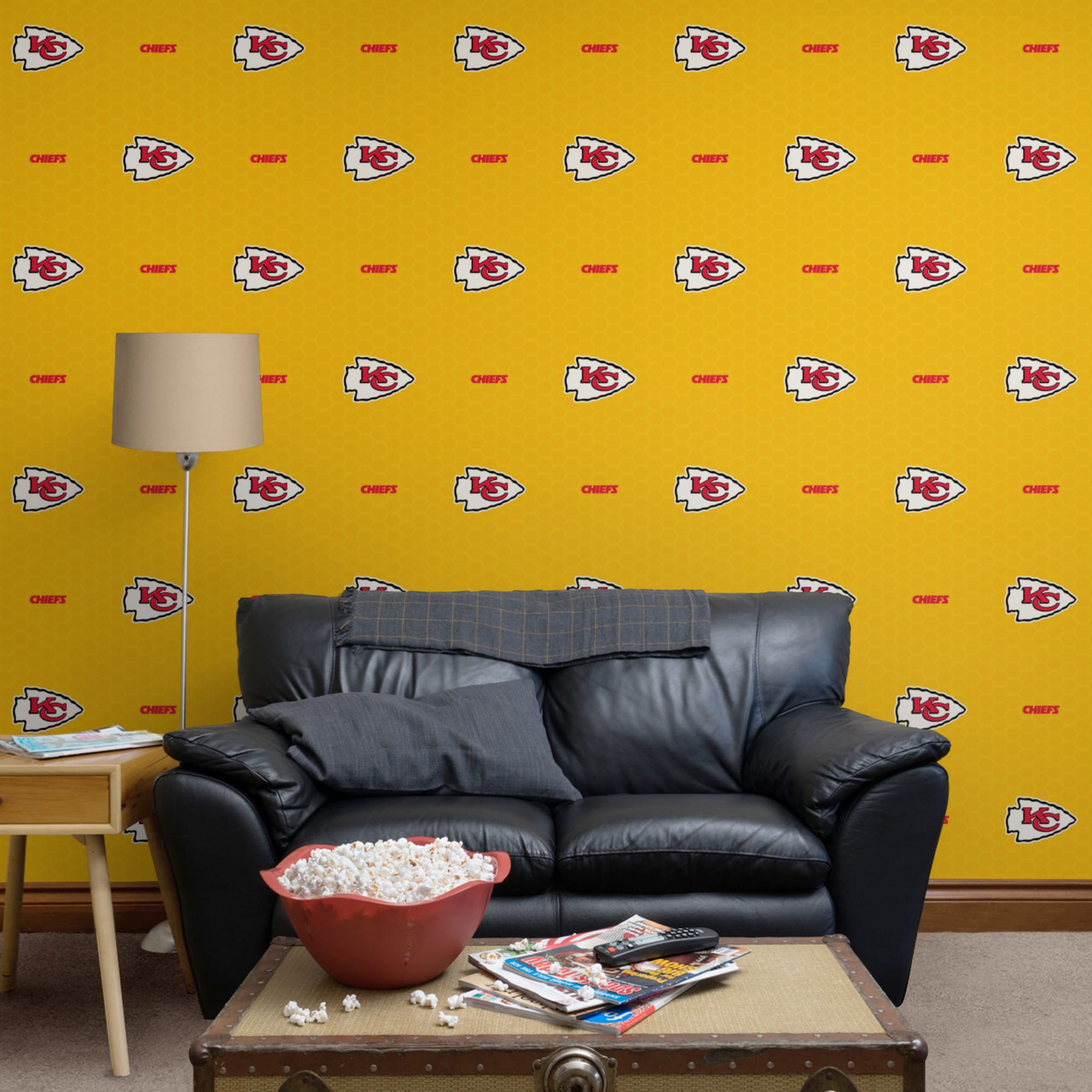 Kansas City Chiefs: Logo Pattern - Officially Licensed NFL Removable Wallpaper 12" x 12" Sample by Fathead