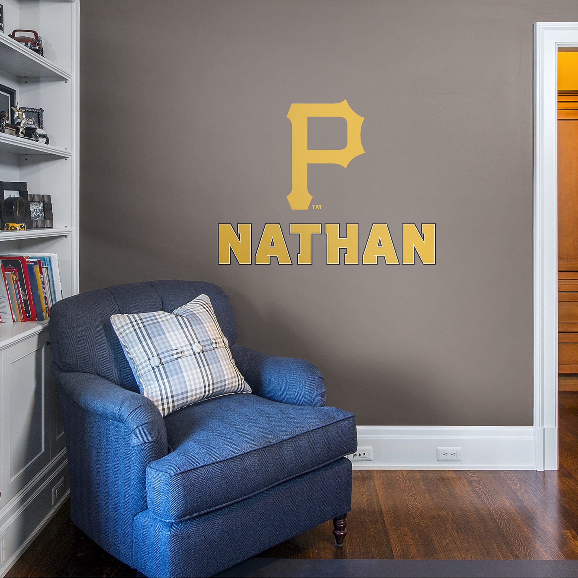 Pittsburgh Pirates: Stacked Personalized Name - Officially Licensed MLB Transfer Decal in Yellow by Fathead | Vinyl