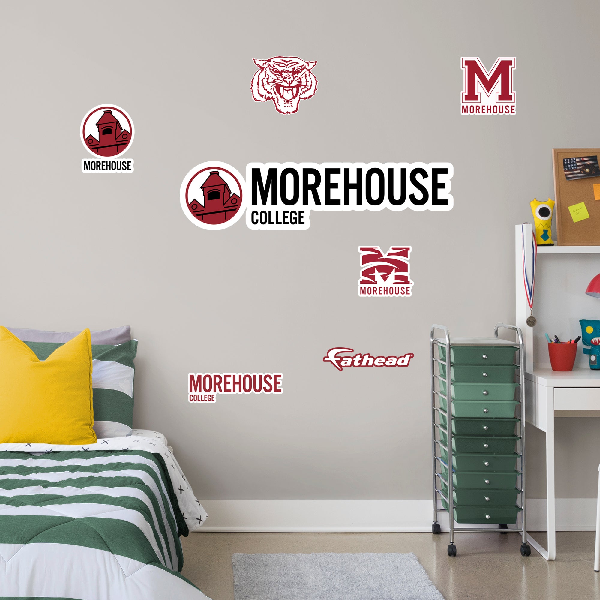 Morehouse College RealBig Logo - Officially Licensed NCAA Removable Wall Decal Giant Decal (13"W x 50"H) by Fathead | Vinyl