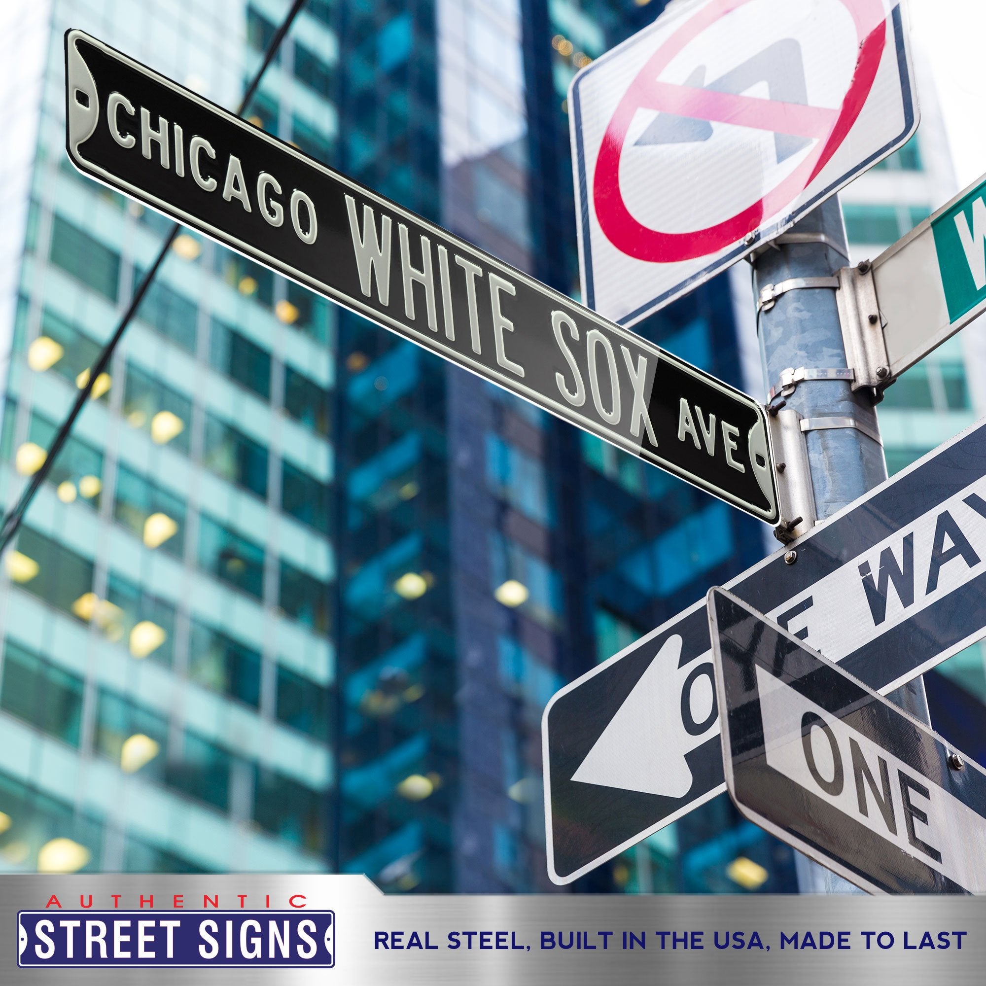Chicago White Sox Steel Street Sign-CHICAGO WHITE SOX AVE 36" W x 6" H by Fathead