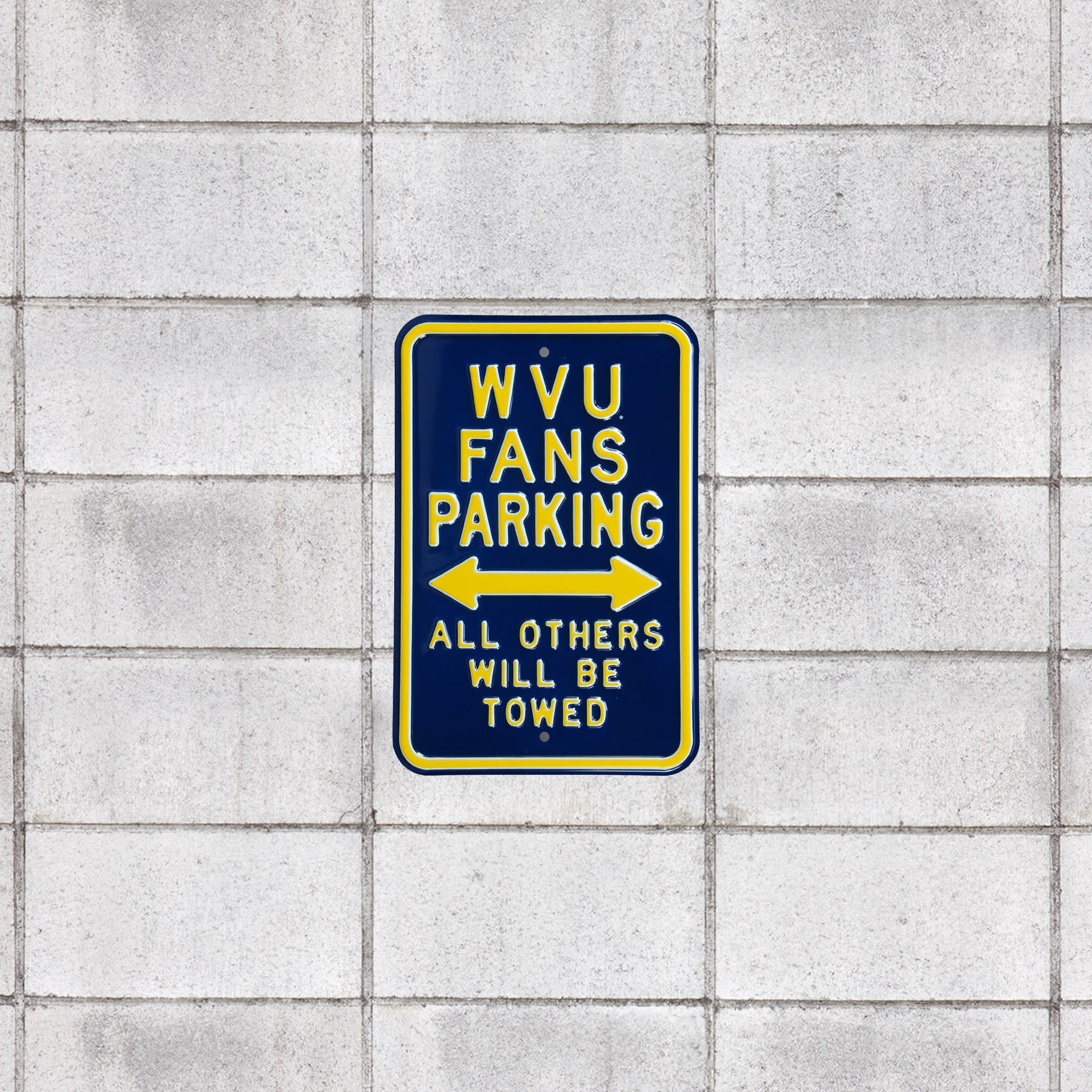 West Virginia Mountaineers: All Other Towed Parking - Officially Licensed Metal Street Sign 18.0"W x 12.0"H by Fathead | 100% St