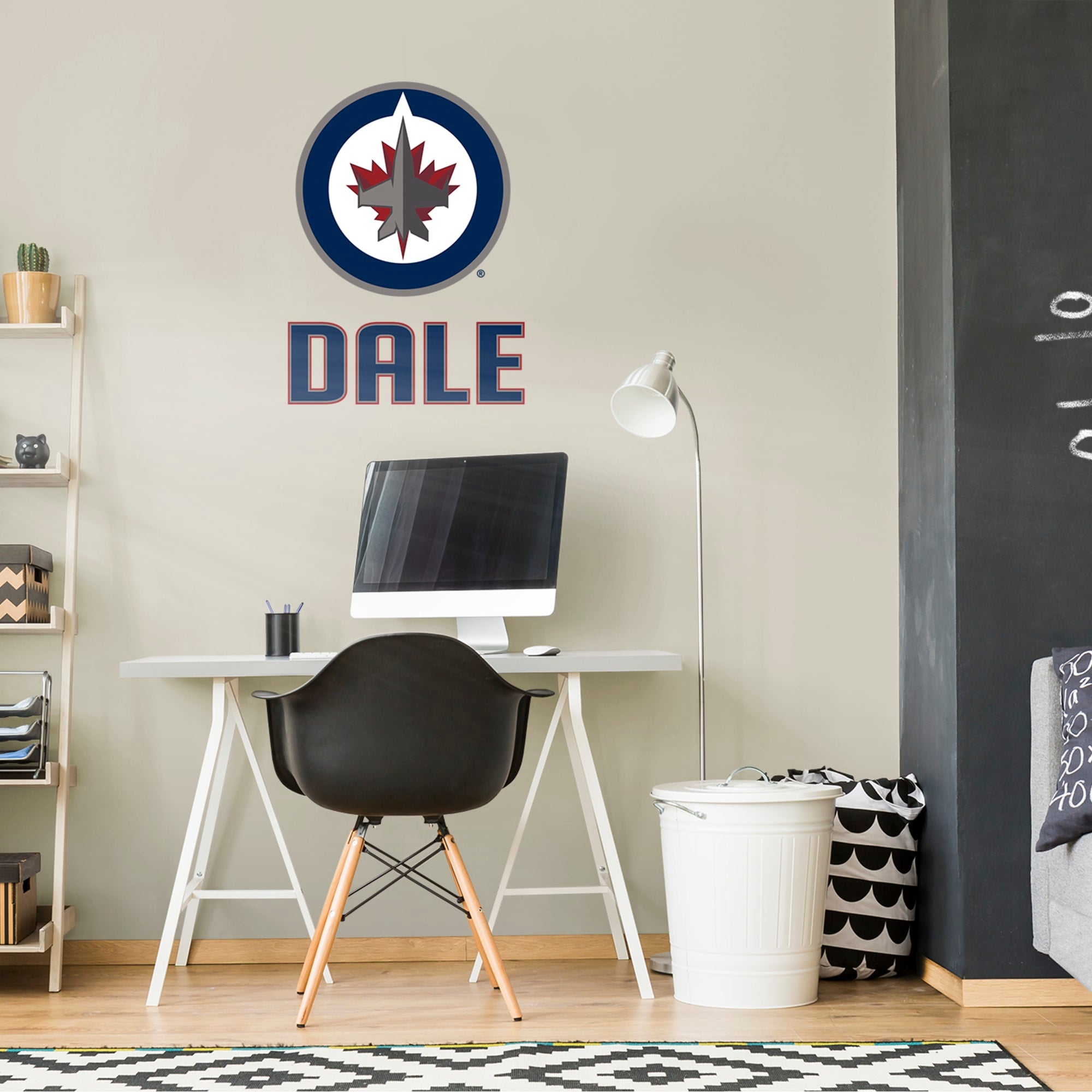 Winnipeg Jets: Stacked Personalized Name - Officially Licensed NHL Transfer Decal in Navy (39.5"W x 52"H) by Fathead | Vinyl