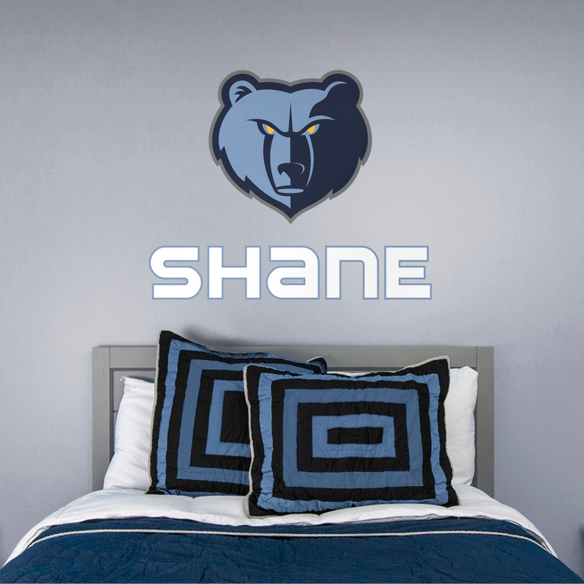 Memphis Grizzlies: Stacked Personalized Name - Officially Licensed NBA Transfer Decal in White (52"W x 39.5"H) by Fathead | Viny
