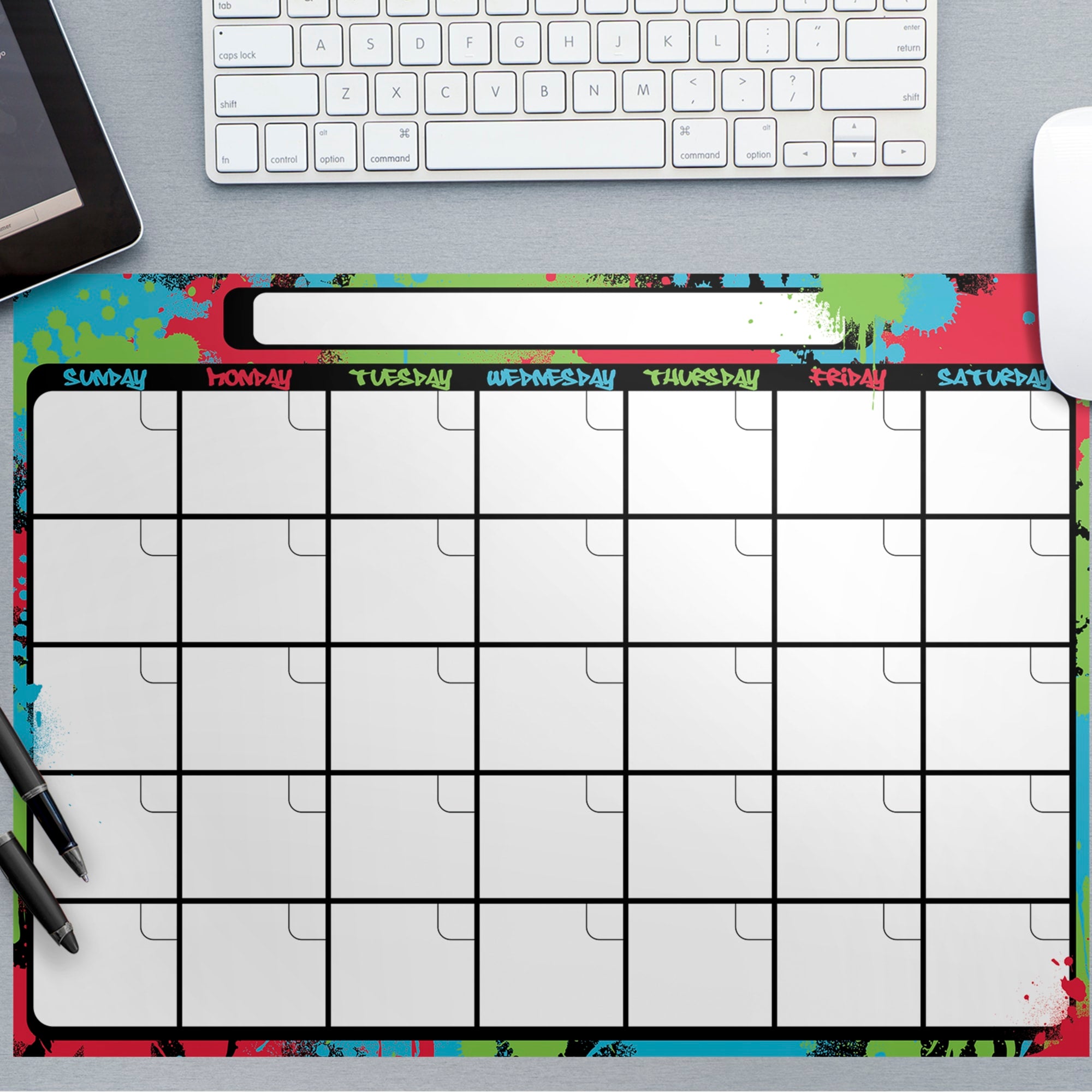 One Month Calendar: Paint Splatter Design - Removable Dry Erase Vinyl Decal 17.0"W x 12.0"H by Fathead