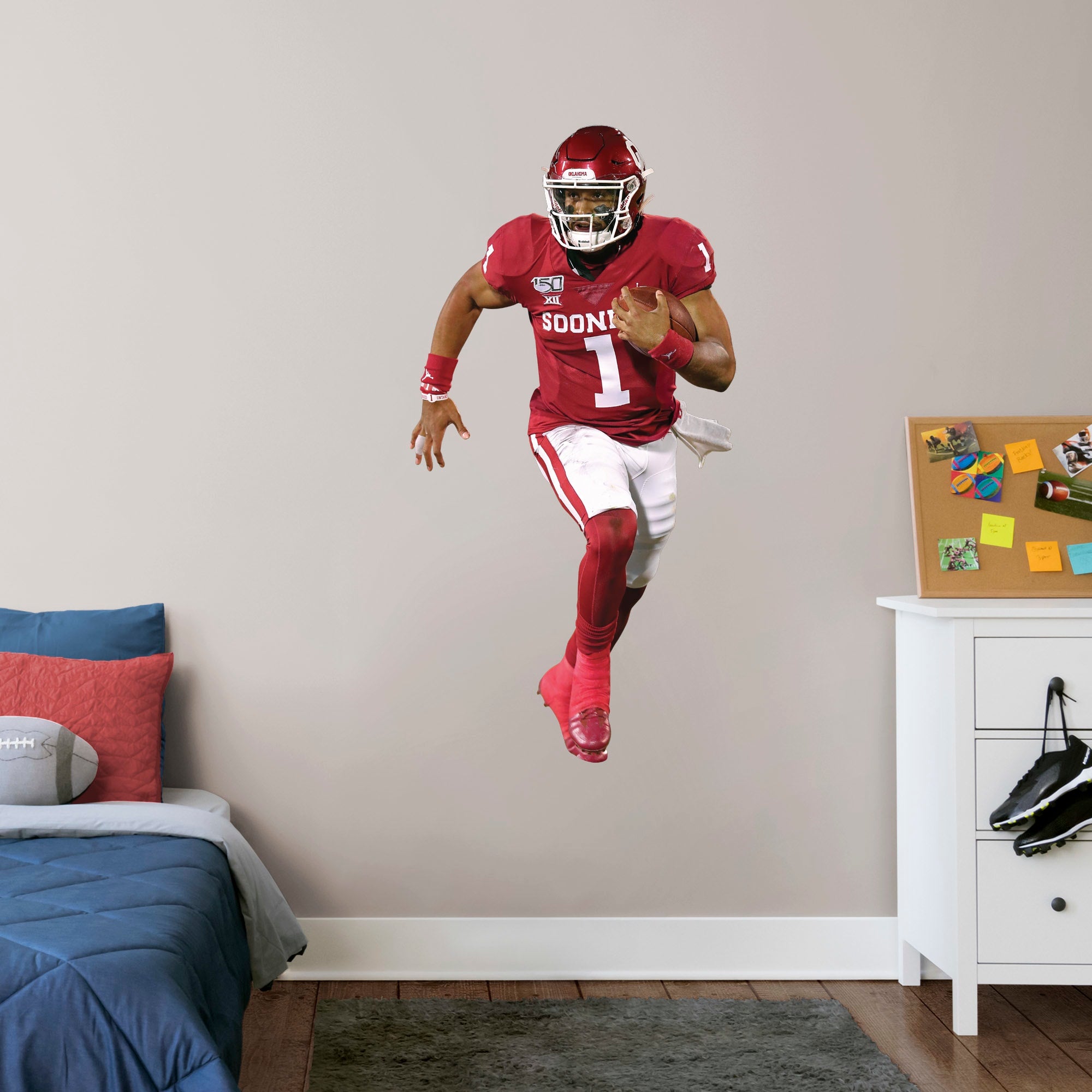 Jalen Hurts for Oklahoma Sooners: Oklahoma - Officially Licensed Removable Wall Decal Giant Athlete + 2 Decals (26"W x 51"H) by