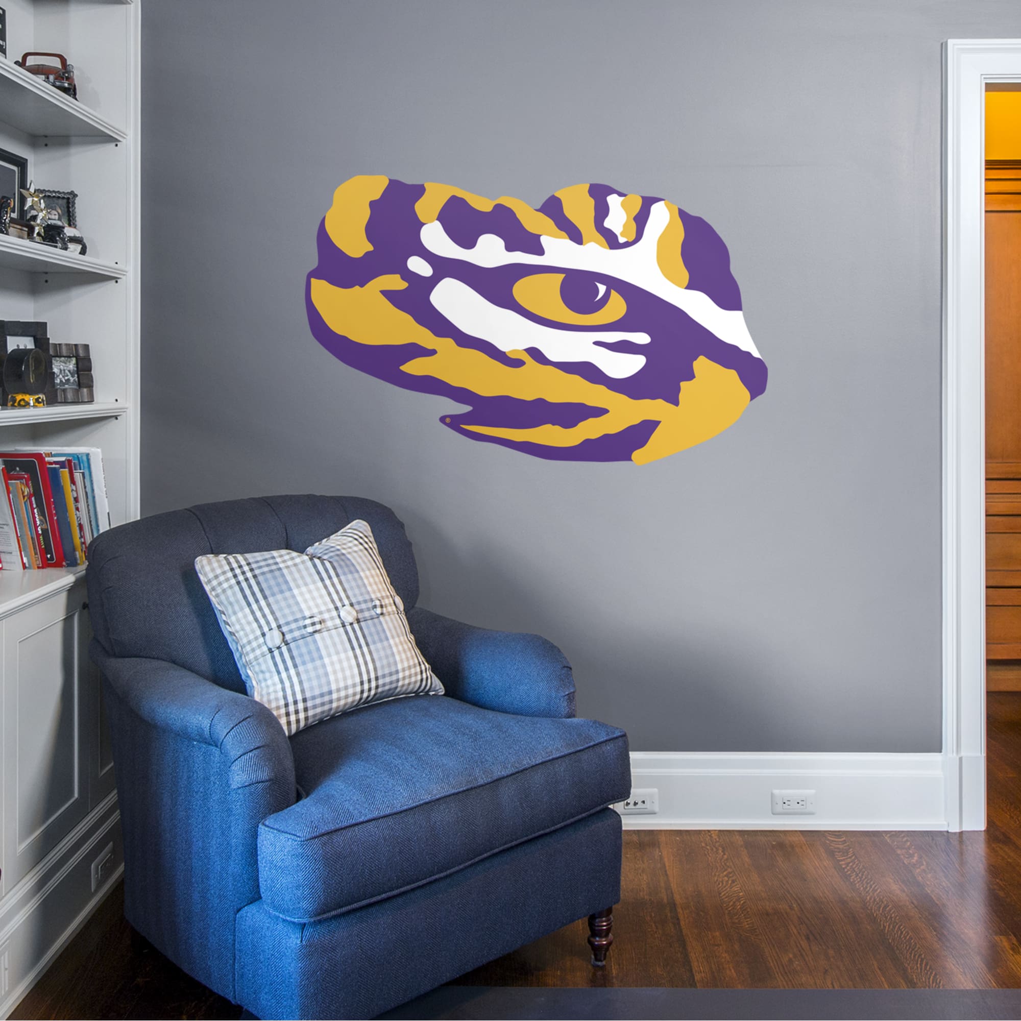 LSU Tigers: Eye of the Tiger Logo - Officially Licensed Removable Wall Decal 51.0"W x 32.0"H by Fathead | Vinyl