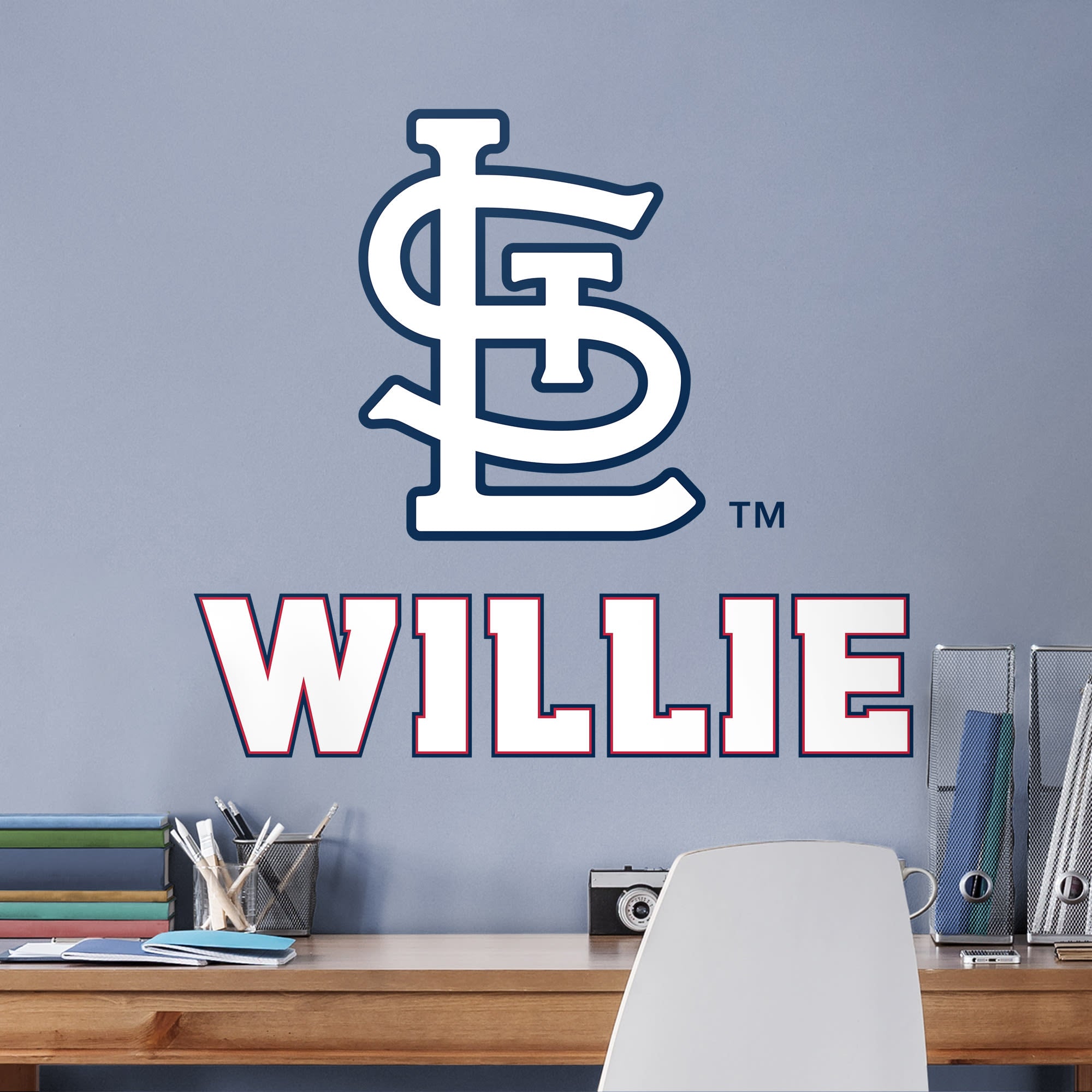 St. Louis Cardinals: "STL" Stacked Personalized Name - Officially Licensed MLB Transfer Decal in White (52"W x 39.5"H) by Fathea