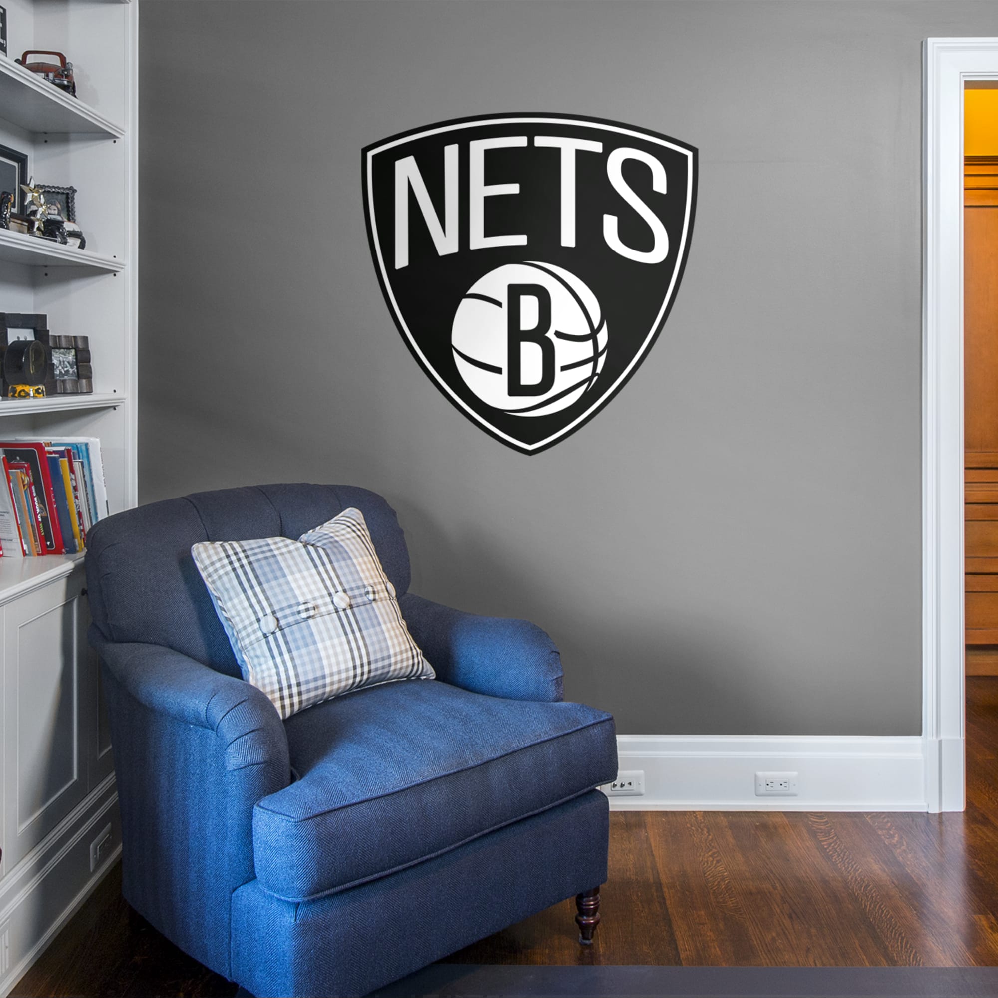 Brooklyn Nets: Logo - Officially Licensed NBA Removable Wall Decal 38.0"W x 39.0"H by Fathead | Vinyl