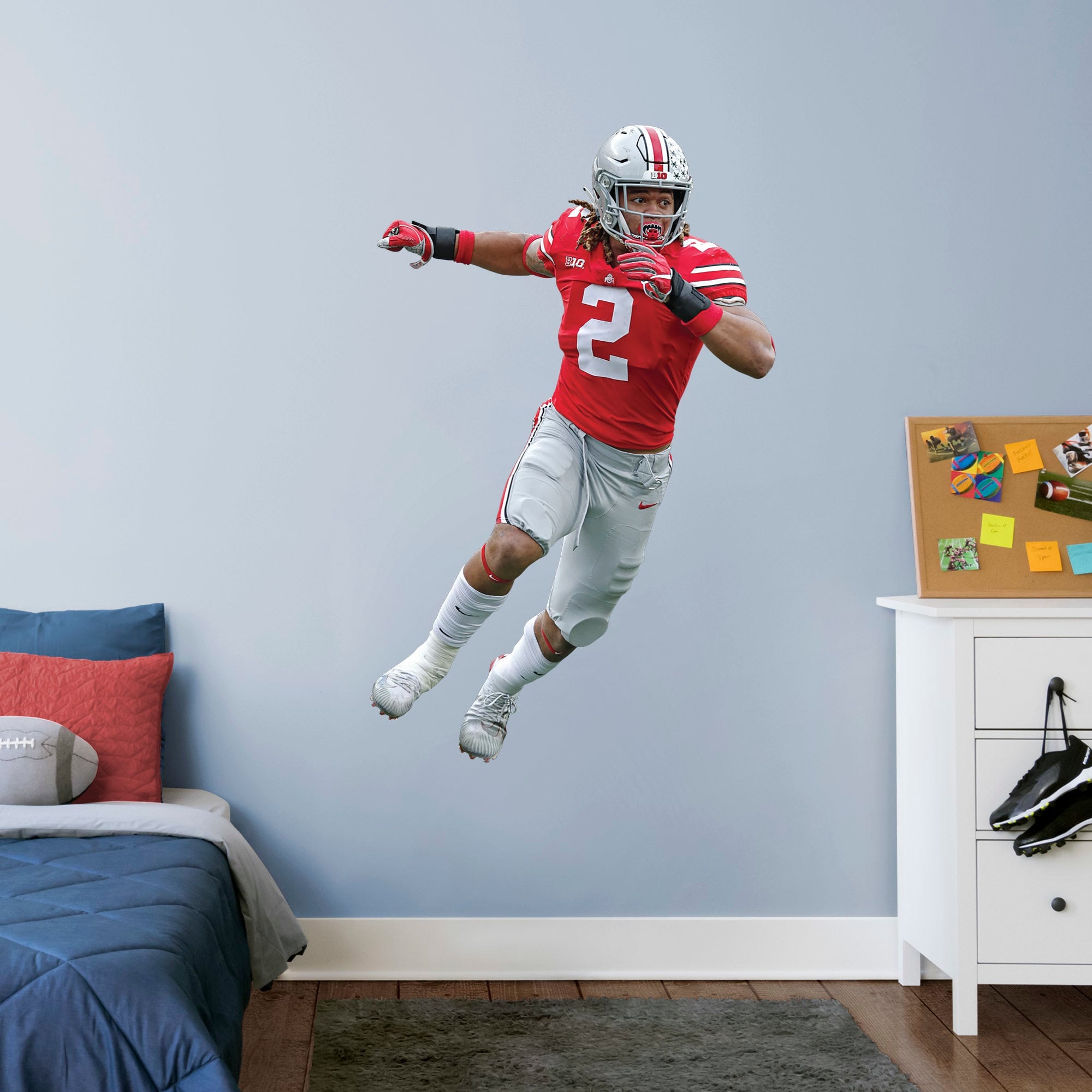 Chase Young for Ohio State Buckeyes: Ohio State - Officially Licensed Removable Wall Decal Giant Athlete + 2 Decals (24"W x 38"H
