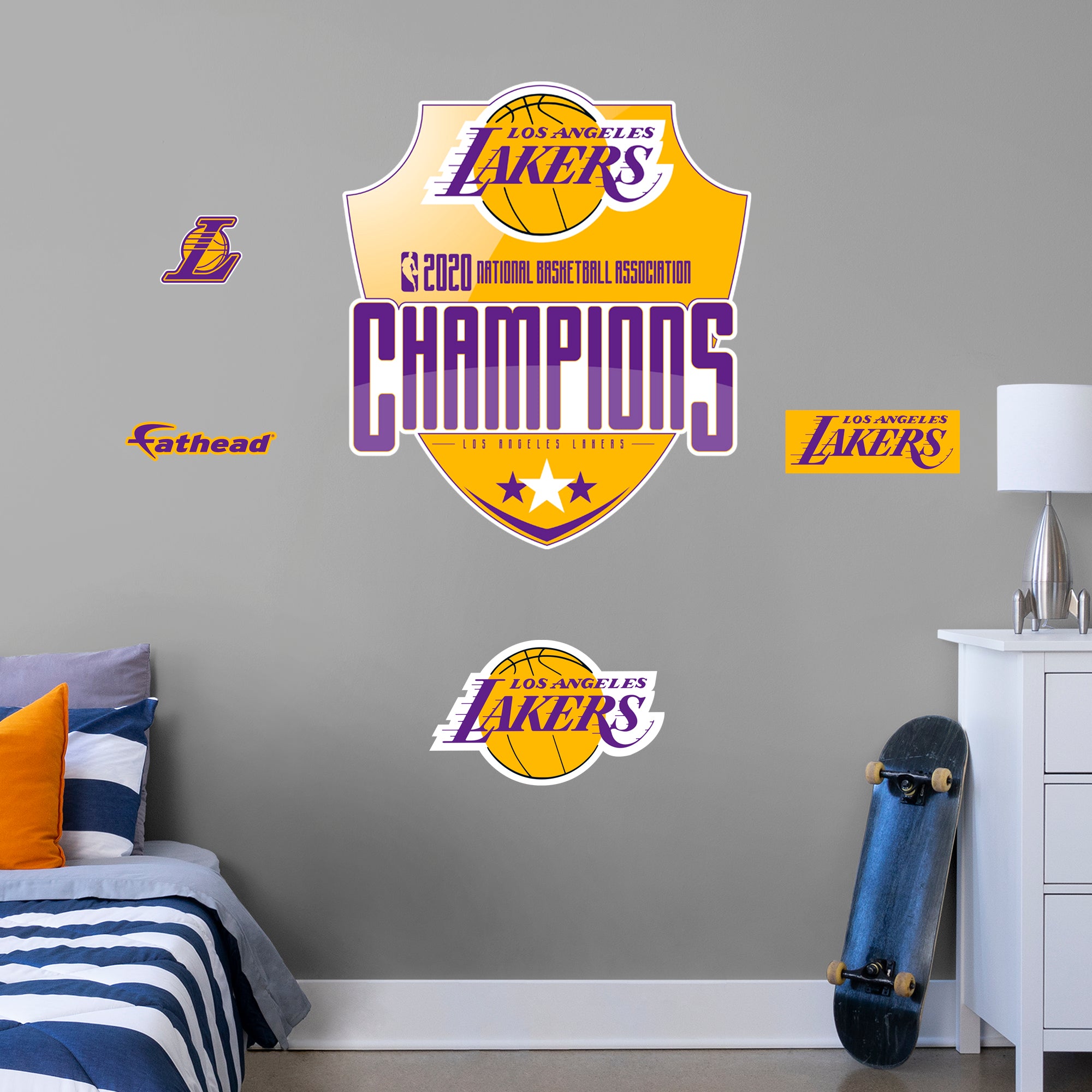 Los Angeles Lakers: 2020 Champions RealBig Logo - Officially Licensed NBA Removable Wall Decal Giant + 4 Decals by Fathead | Vin