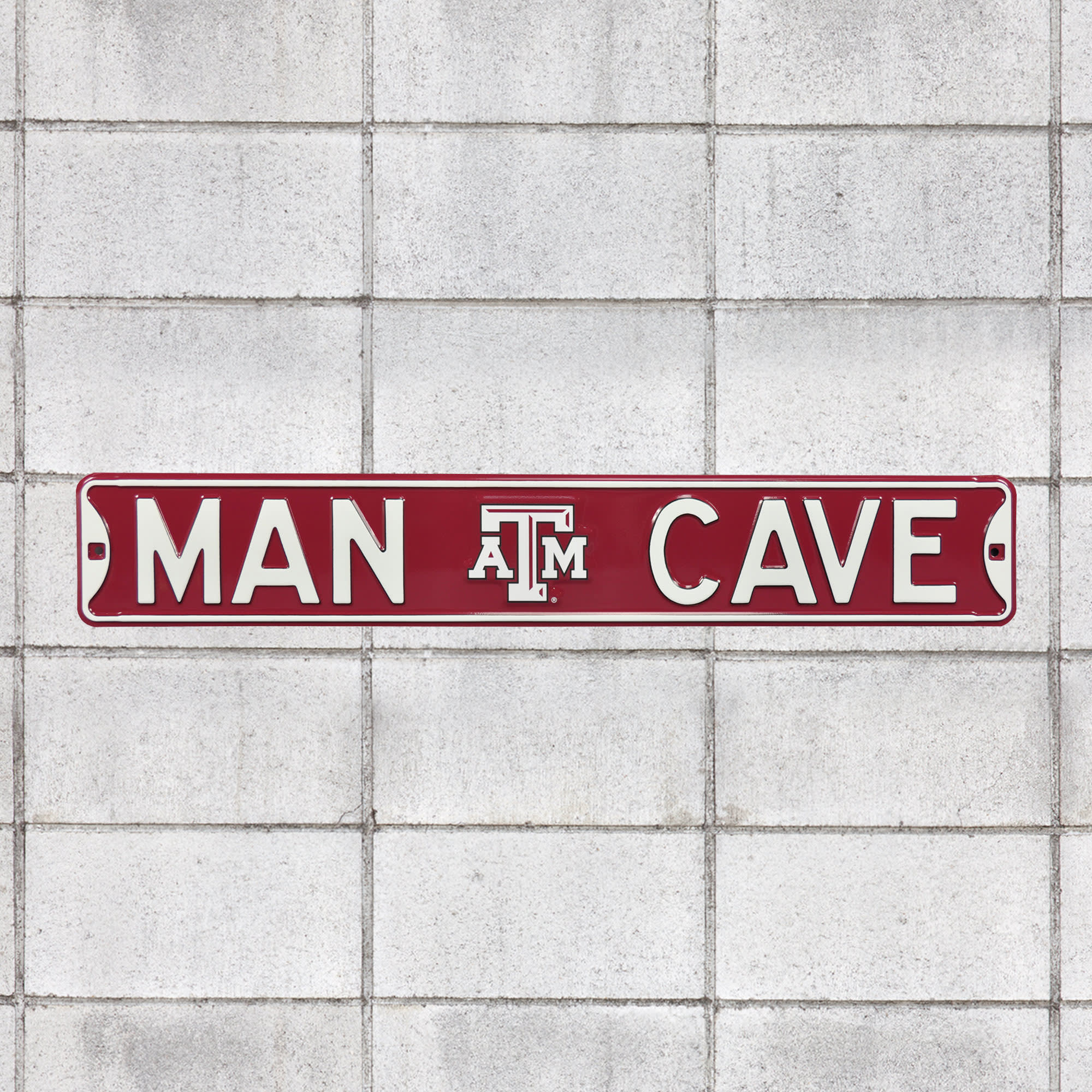 Texas A&M Aggies: Man Cave - Officially Licensed Metal Street Sign 36.0"W x 6.0"H by Fathead | 100% Steel