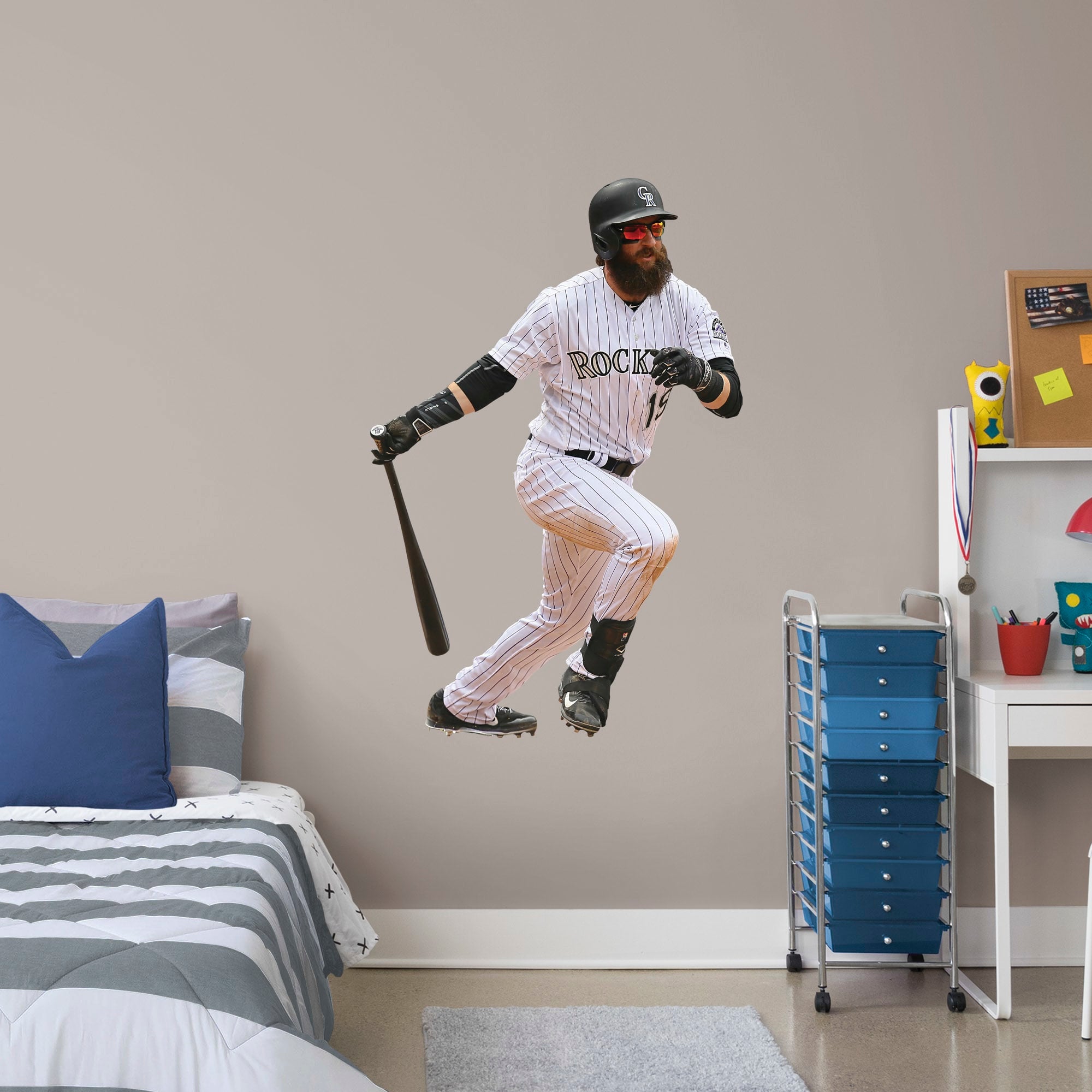 Charlie Blackmon for Colorado Rockies - Officially Licensed MLB Removable Wall Decal Giant Athlete + 2 Decals (34"W x 51"H) by F